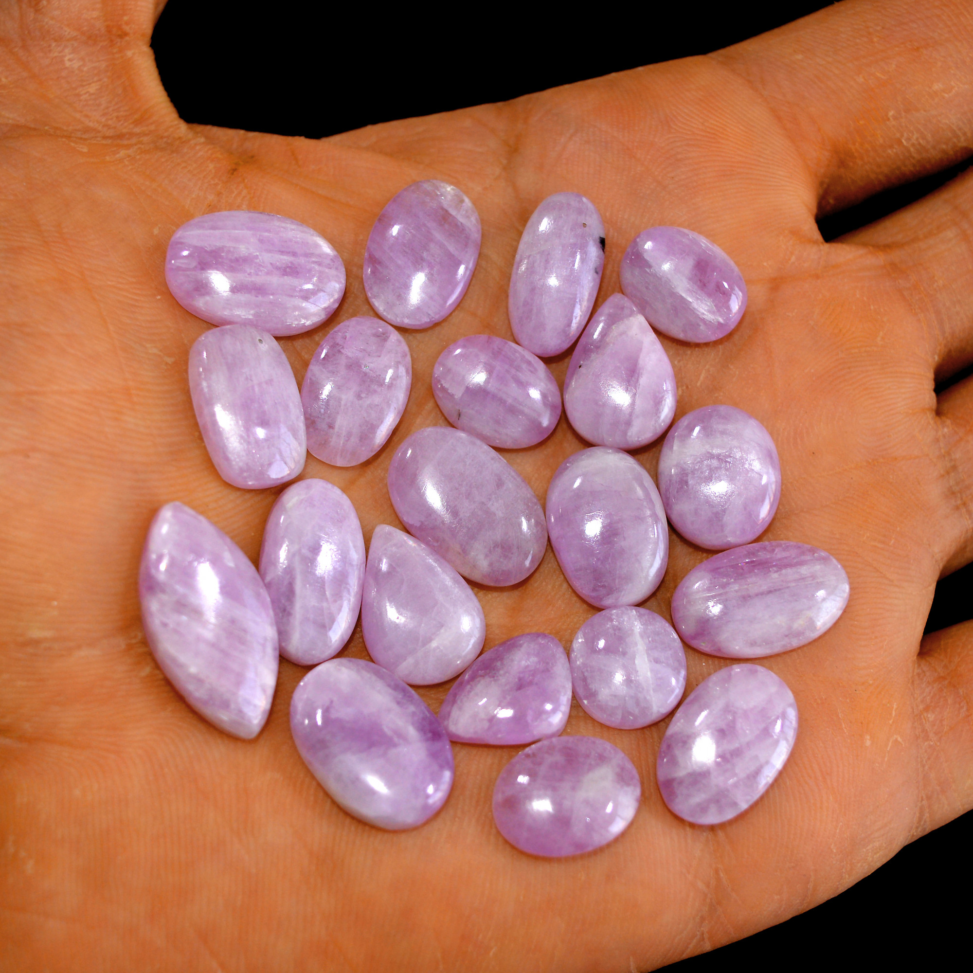 20Pcs 149Cts Natural Pink Kunzite Cabochon Kunzite Loose Semi Precious Wholesale Lot Jewelry Making Wire Wrapping Pendant 22x11-11x11mm 14904