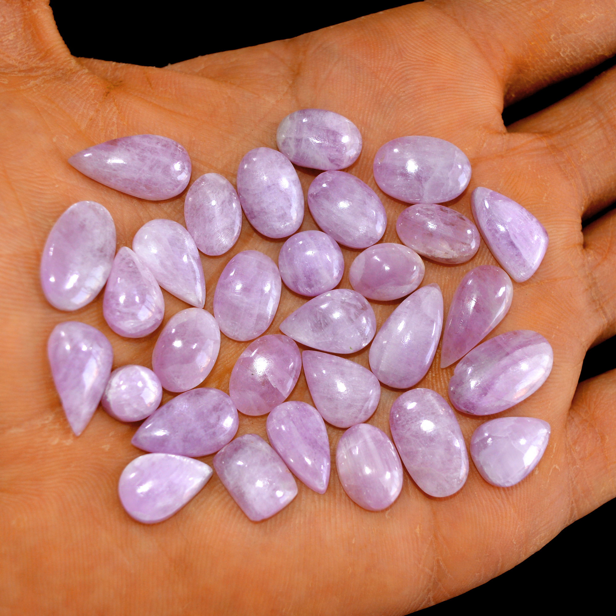 30Pcs 140Cts Natural Pink Kunzite Cabochon Kunzite Loose Semi Precious Wholesale Lot Jewelry Making Wire Wrapping Pendant 16x9-8x8mm 14905