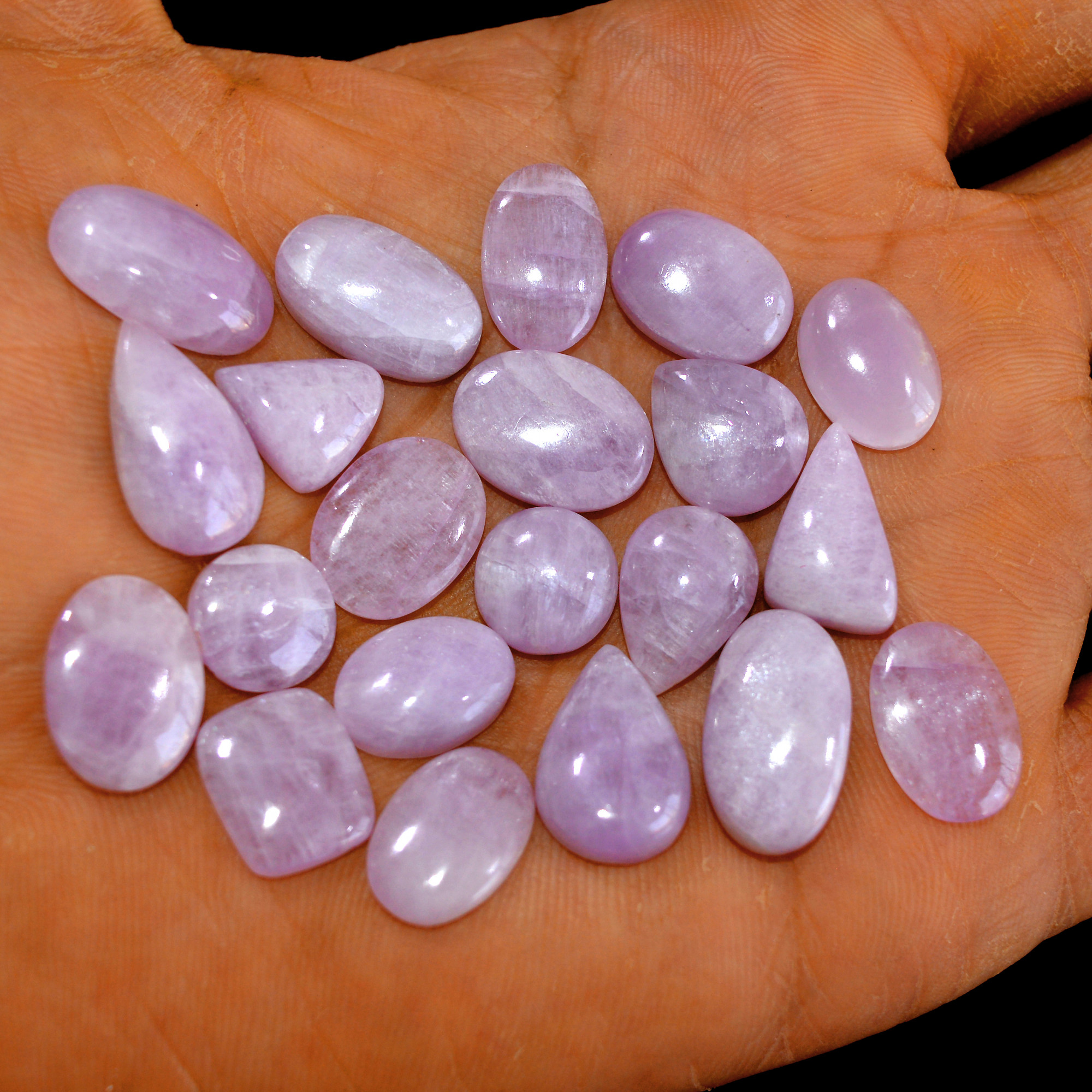 21Pcs 138Cts Natural Pink Kunzite Cabochon Kunzite Loose Semi Precious Wholesale Lot Jewelry Making Wire Wrapping Pendant 18x10-11x11mm 14906