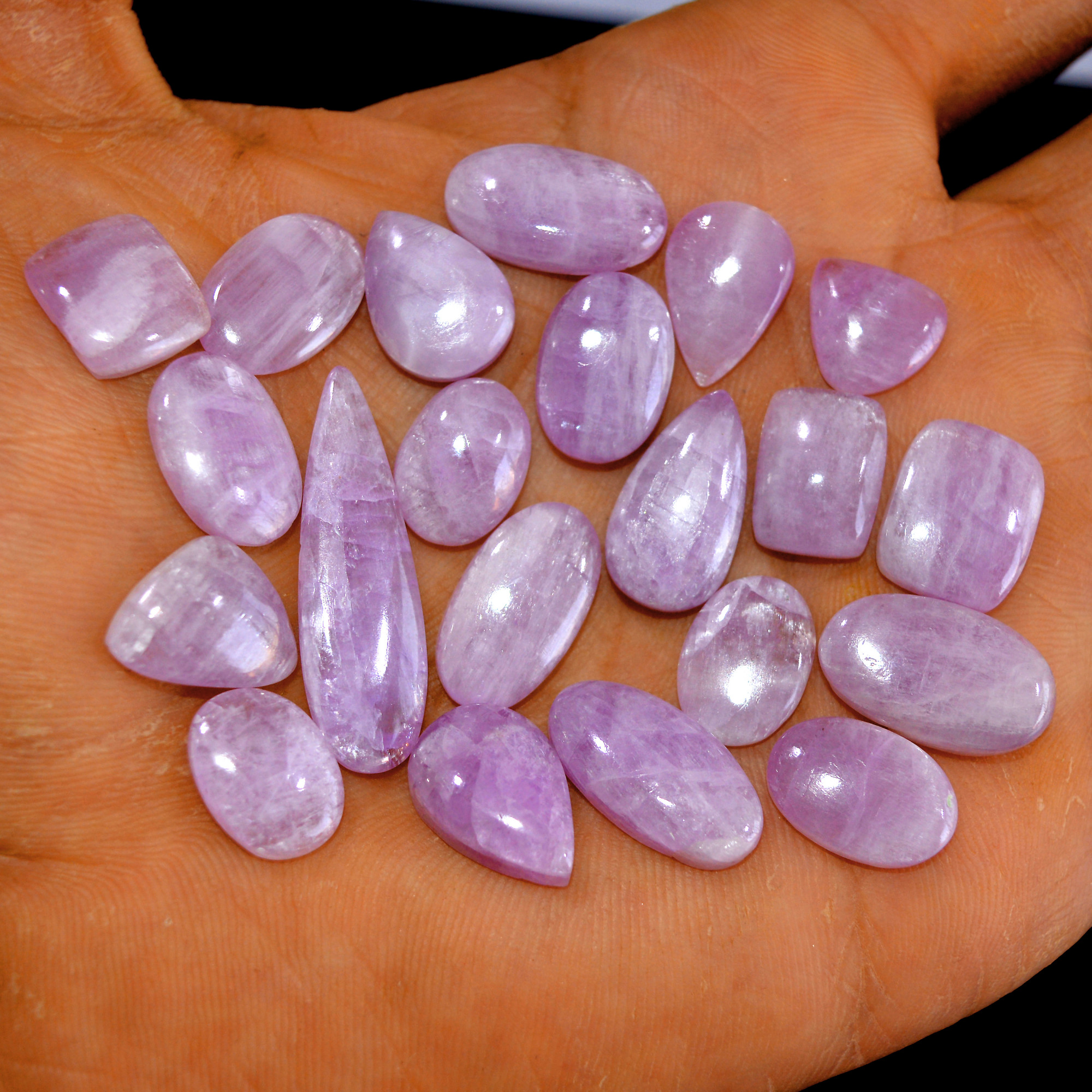 21Pcs 137Cts Natural Pink Kunzite Cabochon Kunzite Loose Semi Precious Wholesale Lot Jewelry Making Wire Wrapping Pendant 31x9-11x11mm 14907