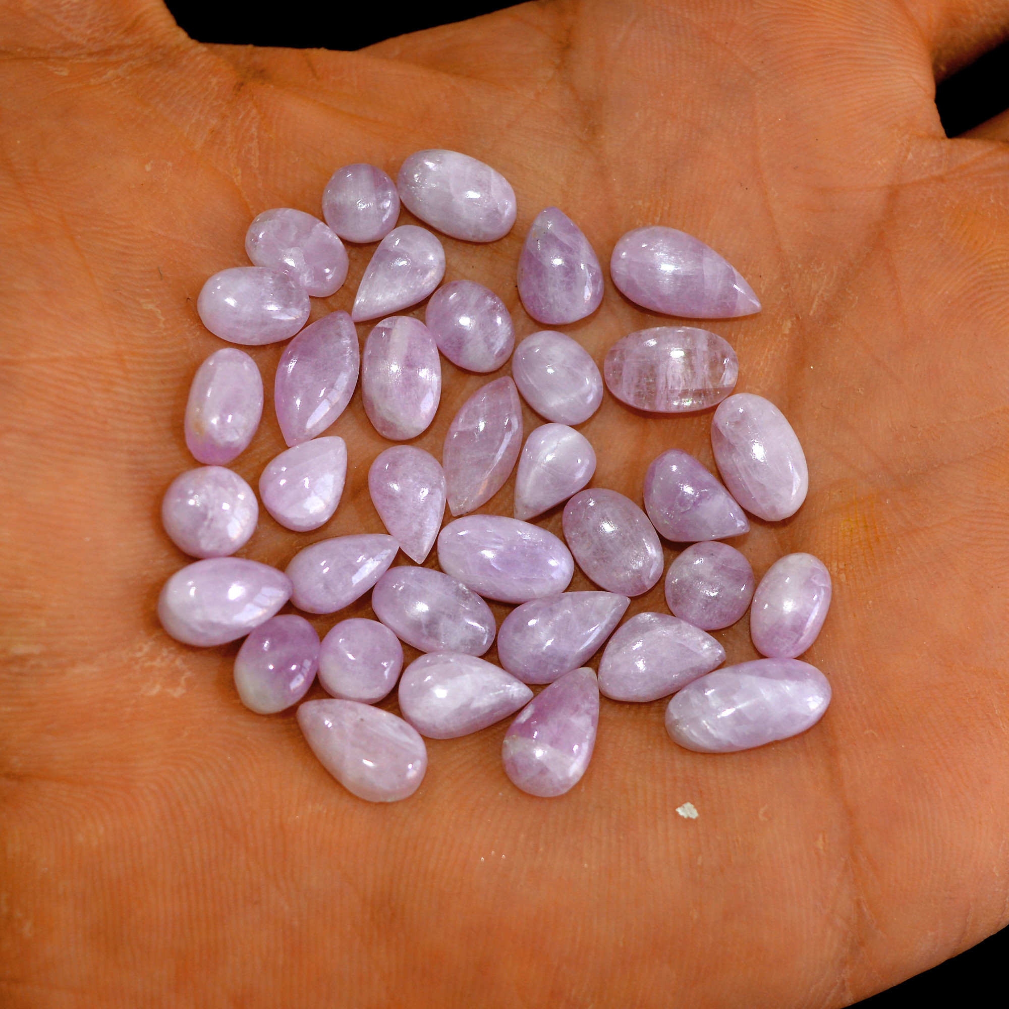 35Pcs 71Cts Natural Pink Kunzite Cabochon Kunzite Loose Semi Precious Wholesale Lot Jewelry Making Wire Wrapping Pendant 12x6-6x6mm 14911