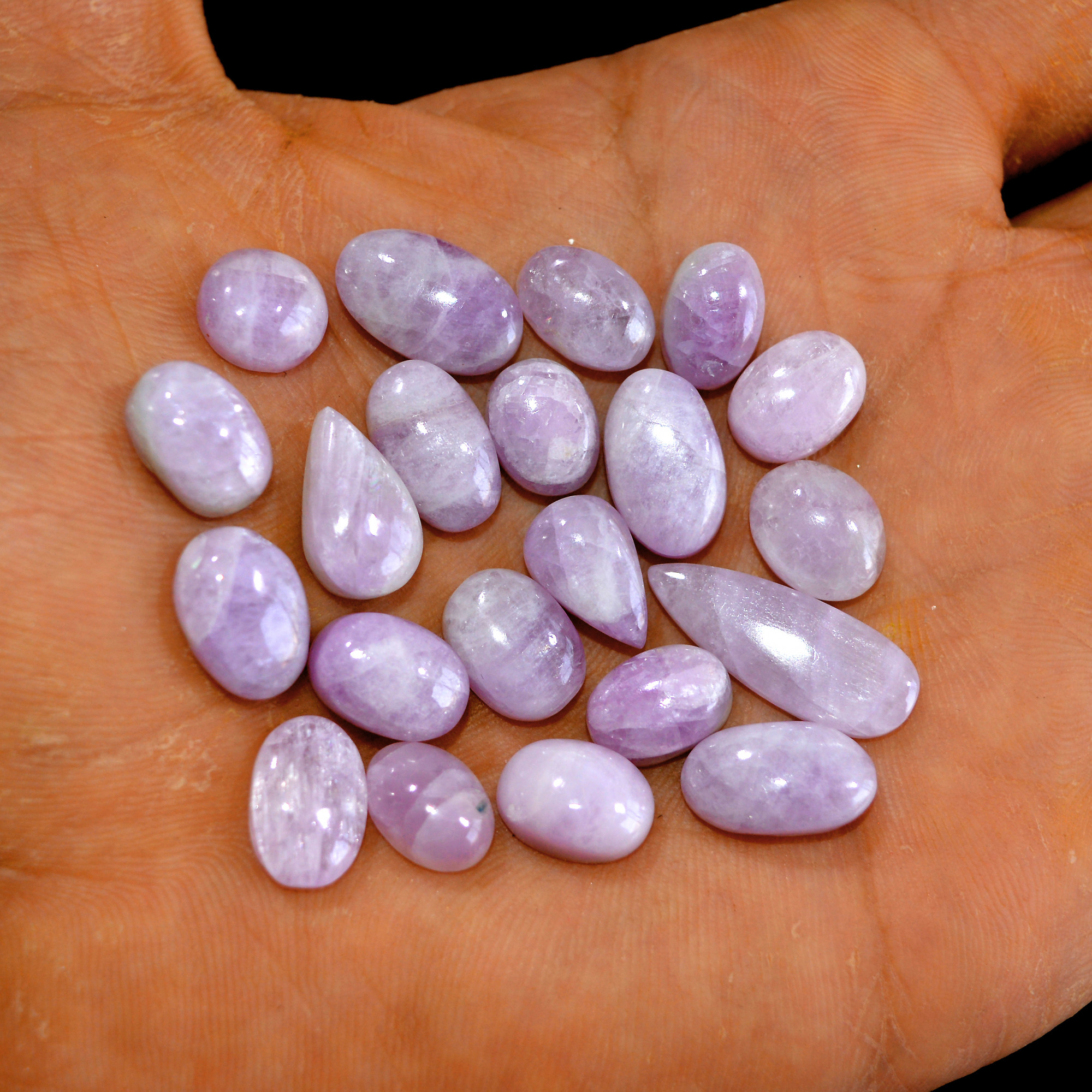 21Pcs 121Cts Natural Pink Kunzite Cabochon Kunzite Loose Semi Precious Wholesale Lot Jewelry Making Wire Wrapping Pendant 22x8-10x7mm 14917