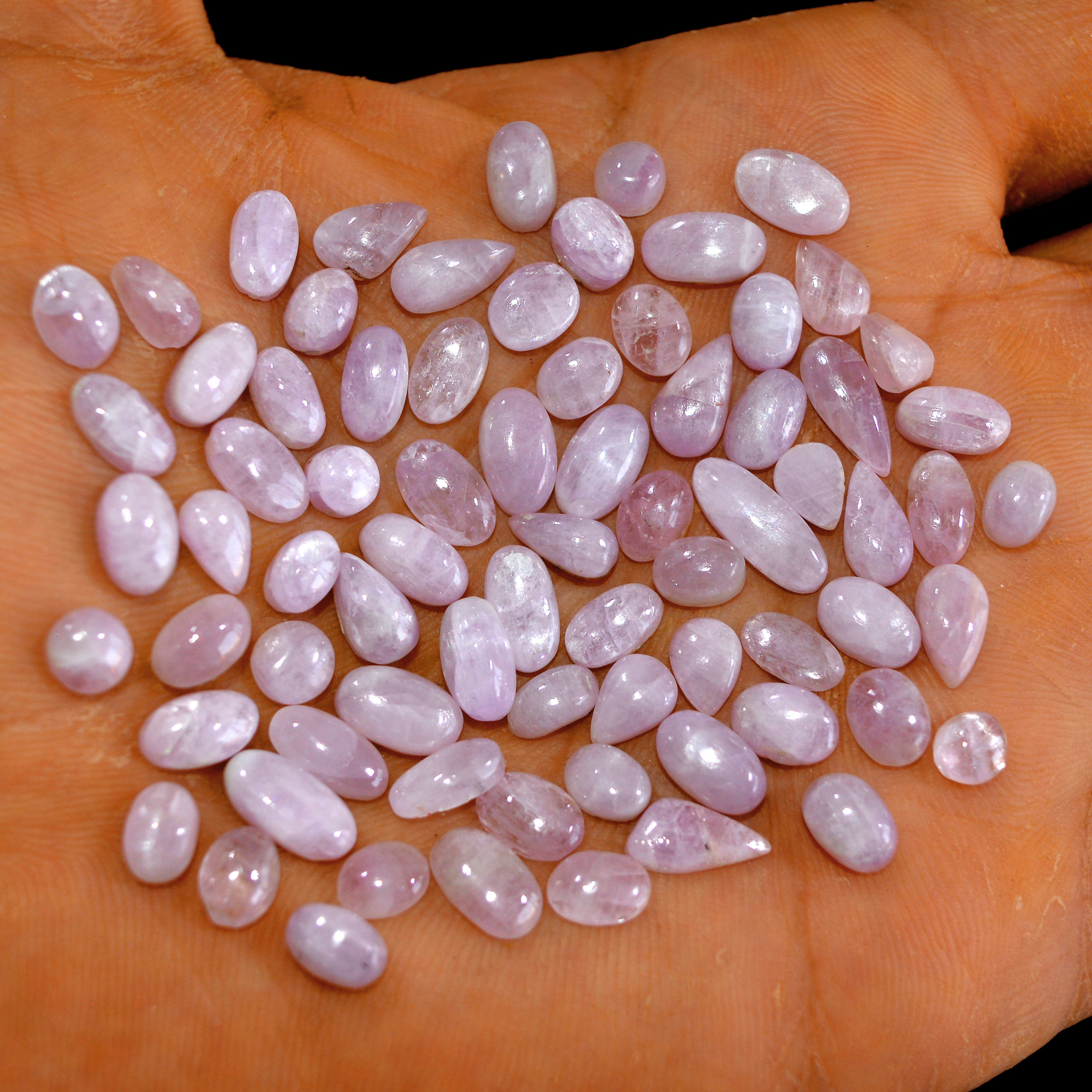 75Pcs 102Cts Natural Pink Kunzite Cabochon Kunzite Loose Semi Precious Wholesale Lot Jewelry Making Wire Wrapping Pendant 12x5-6x4mm 14919