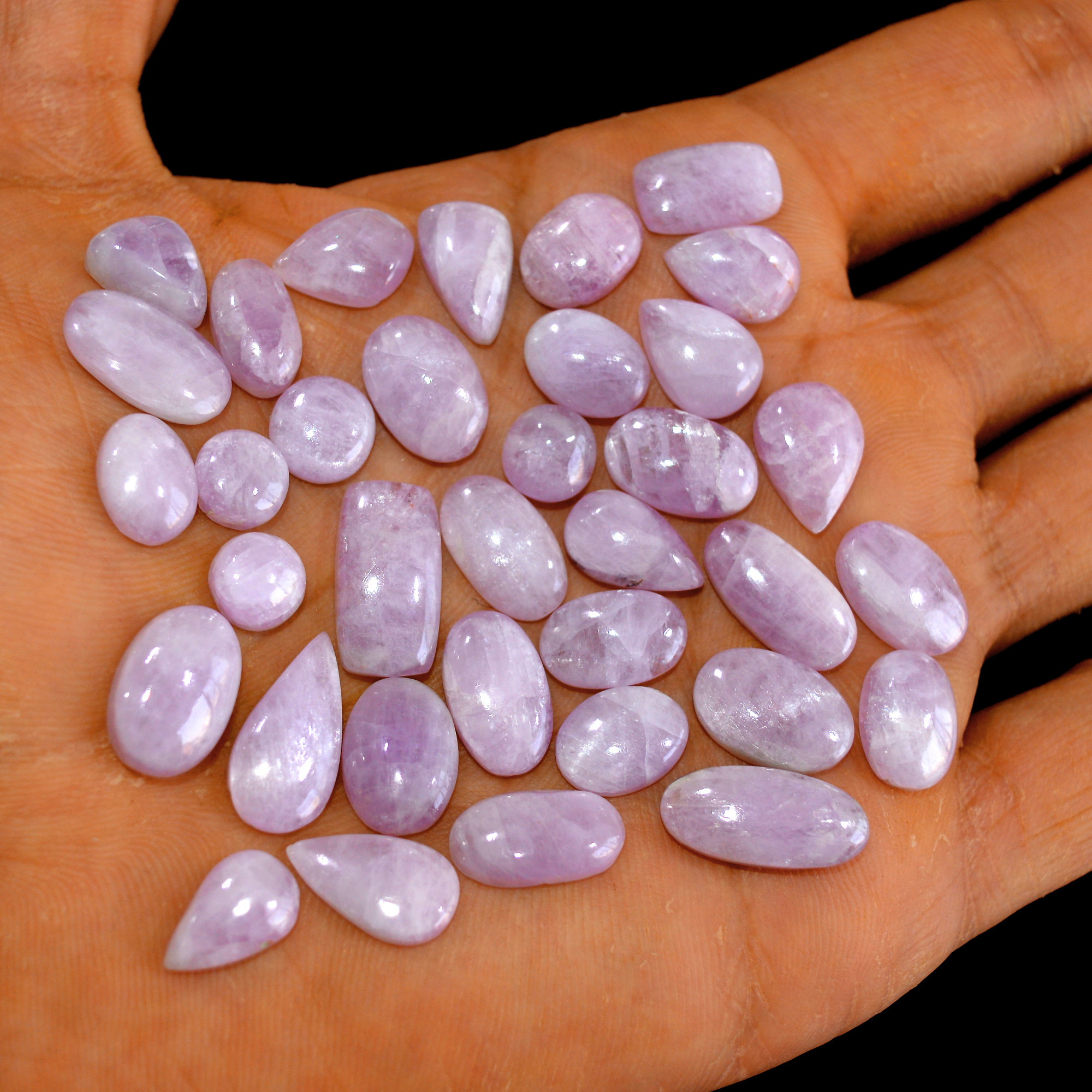 35Pcs 162Cts Natural Pink Kunzite Cabochon Kunzite Loose Semi Precious Wholesale Lot Jewelry Making Wire Wrapping Pendant 17x8-7x7mm 14922
