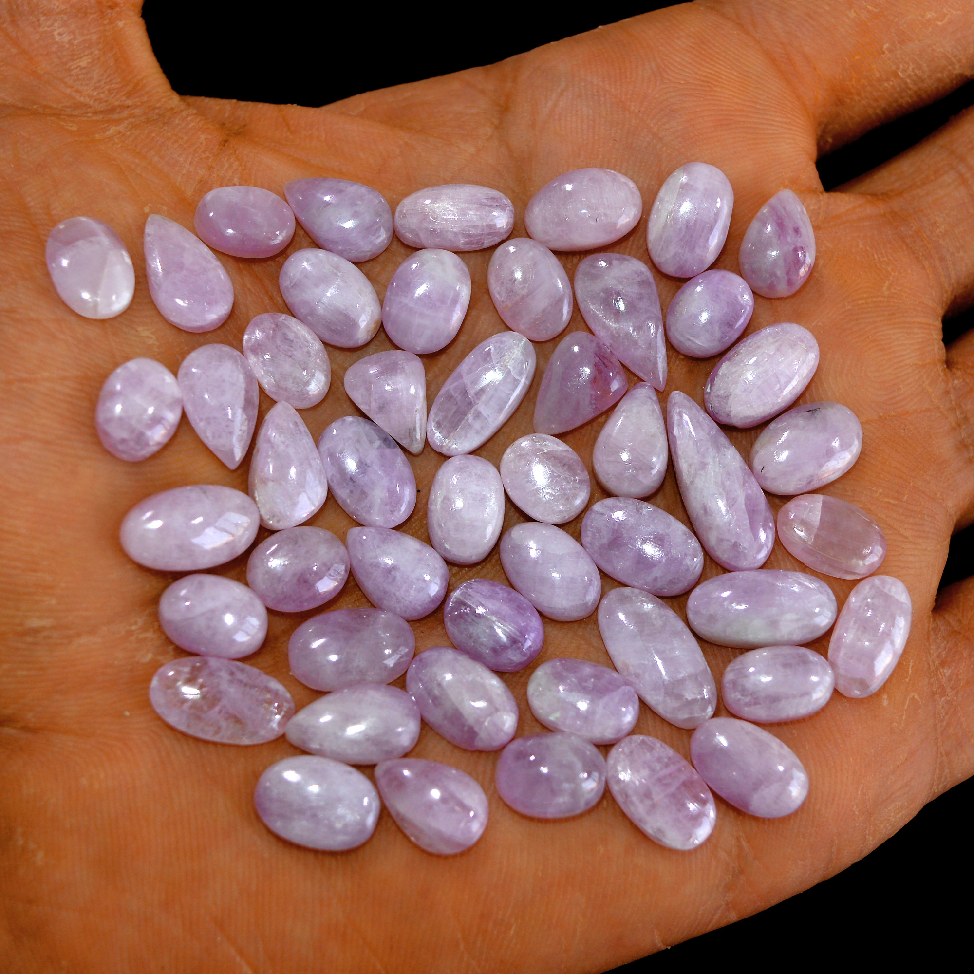 49Pcs 142Cts Natural Pink Kunzite Cabochon Kunzite Loose Semi Precious Wholesale Lot Jewelry Making Wire Wrapping Pendant 18x6-9x6mm 14923