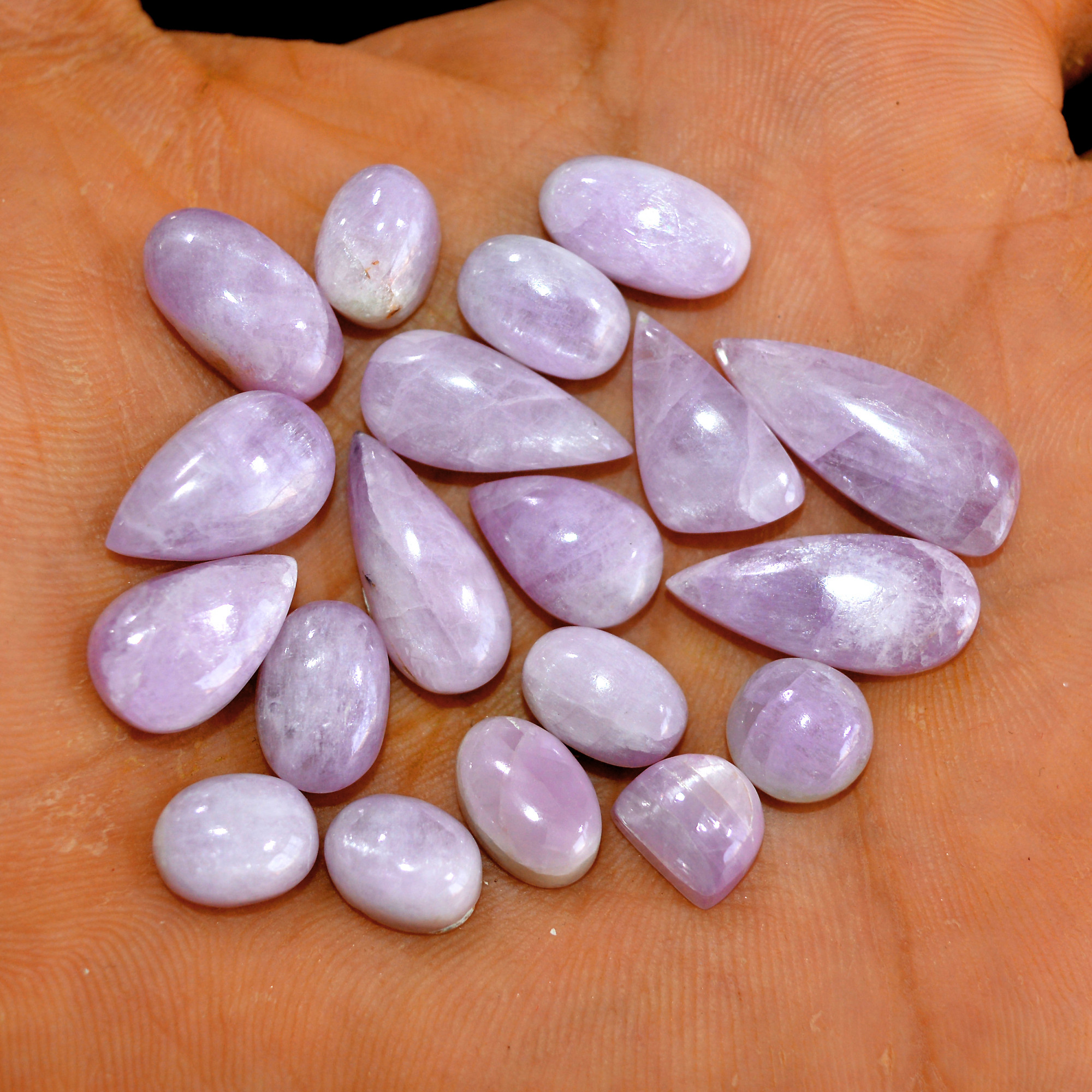 19Pcs 111Cts Natural Pink Kunzite Cabochon Kunzite Loose Semi Precious Wholesale Lot Jewelry Making Wire Wrapping Pendant 22x8-8x7mm 14933