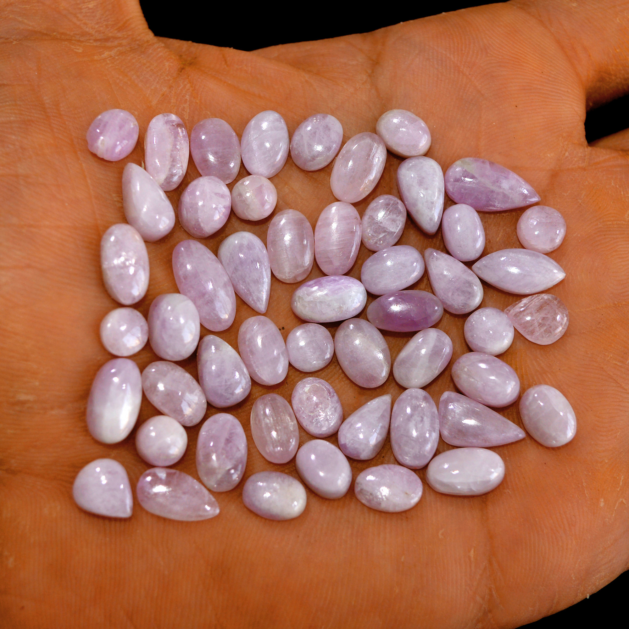 51Pcs 110Cts Natural Pink Kunzite Cabochon Kunzite Loose Semi Precious Wholesale Lot Jewelry Making Wire Wrapping Pendant 13x6-6x6mm 14935