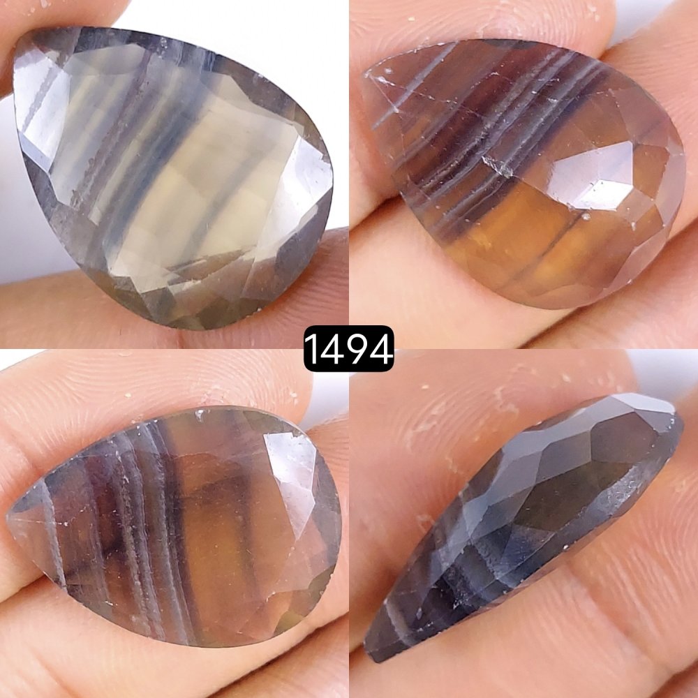 1Pcs 31Cts Natural Multi Flourite Faceted Pear Shape Loose Gemstone28x20mm#1494