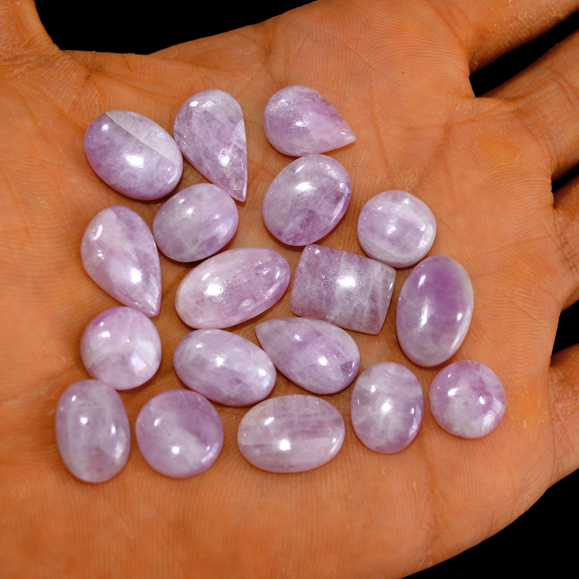 18Pcs 124Cts Natural Pink Kunzite Cabochon Kunzite Loose Semi Precious Wholesale Lot Jewelry Making Wire Wrapping Pendant 15x10-11x11mm 14940
