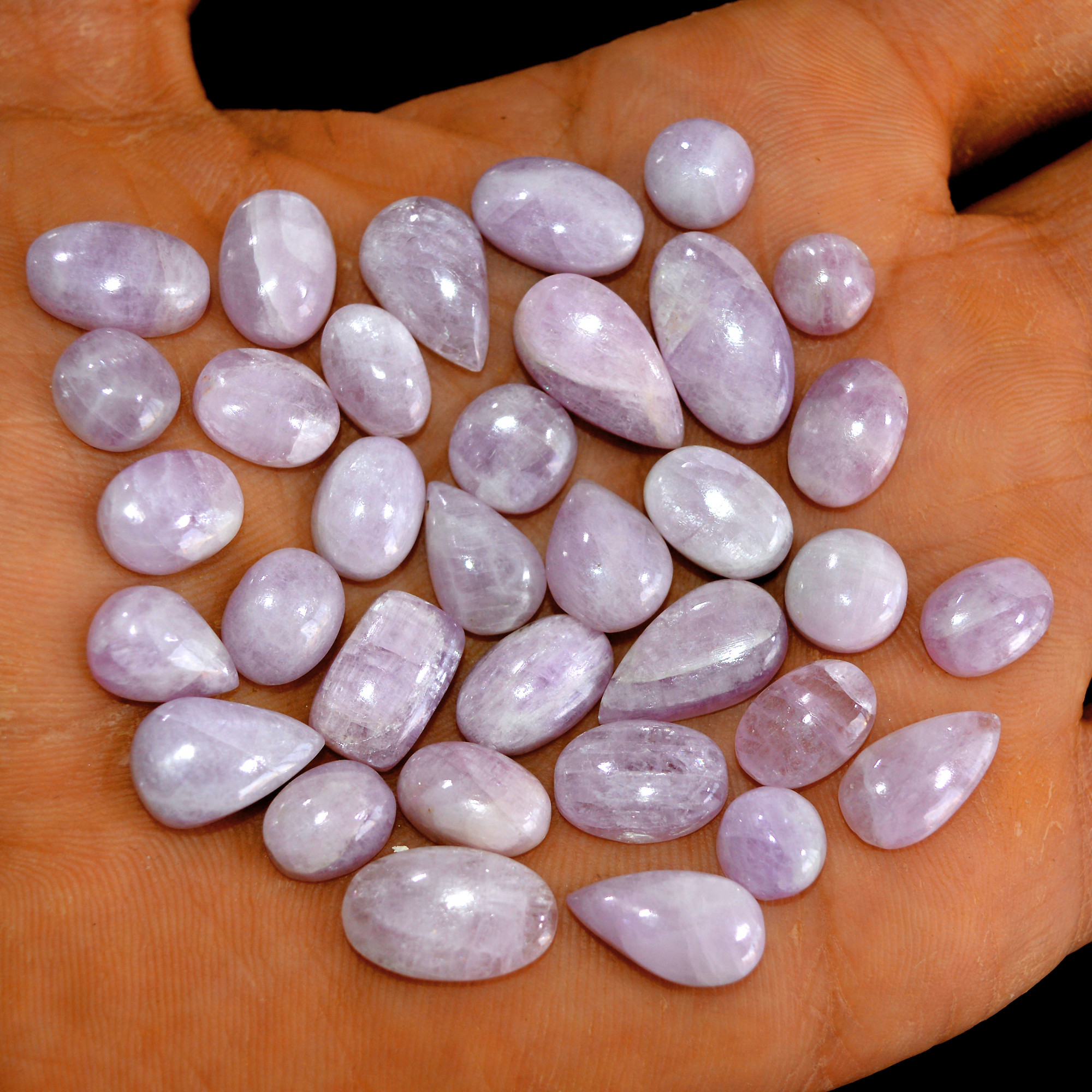 34Pcs 158Cts Natural Pink Kunzite Cabochon Kunzite Loose Semi Precious Wholesale Lot Jewelry Making Wire Wrapping Pendant 17x9-8x8mm 14944