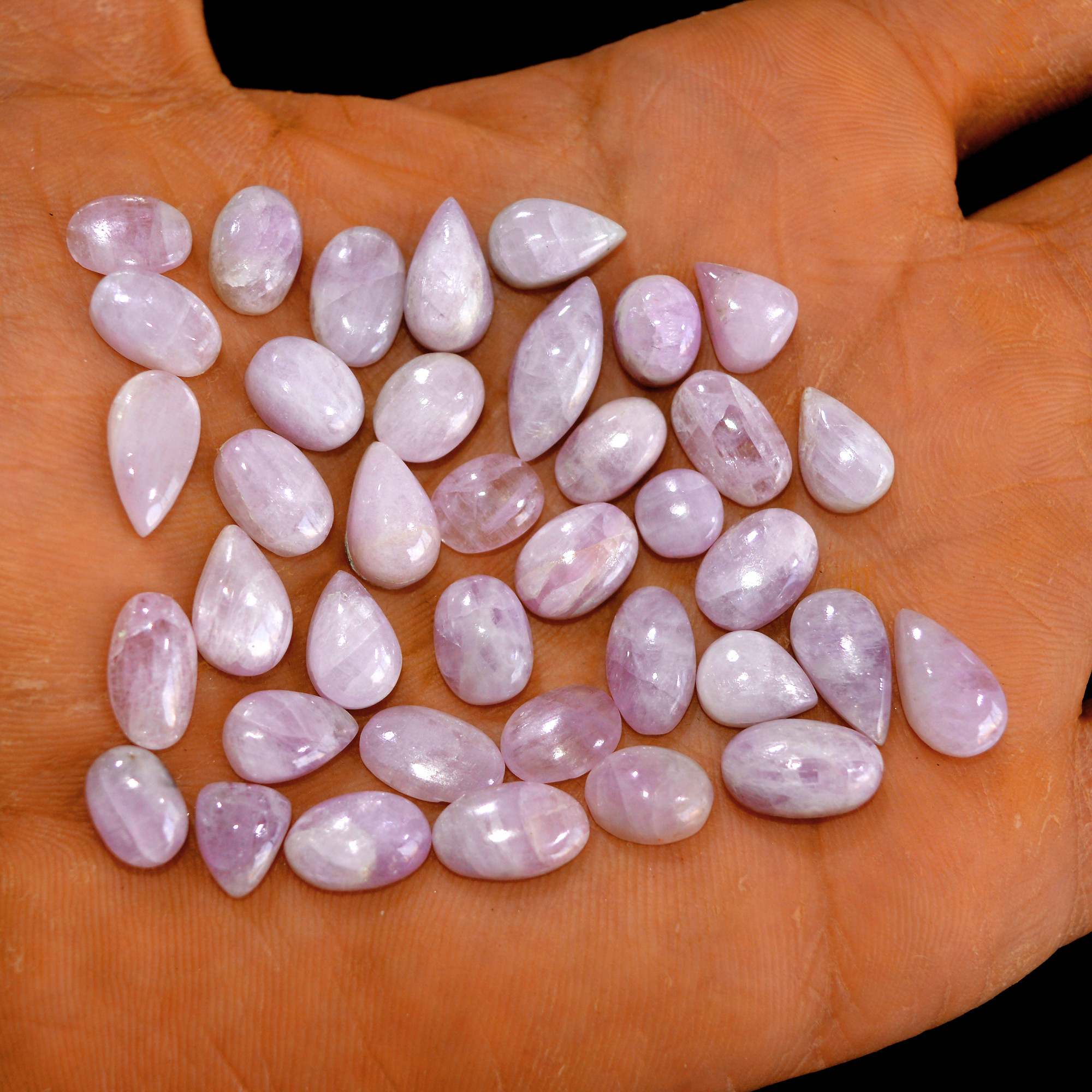 38Pcs 109Cts Natural Pink Kunzite Cabochon Kunzite Loose Semi Precious Wholesale Lot Jewelry Making Wire Wrapping Pendant 15x6-6x6mm 14946