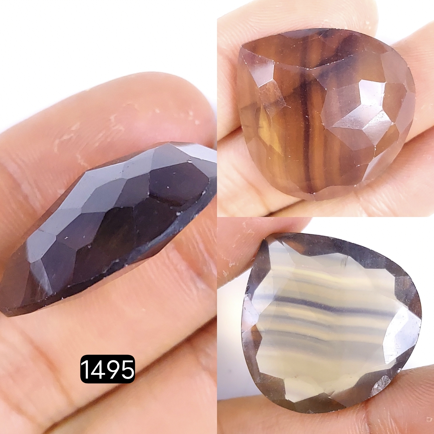 1Pcs 63Cts Natural Multi Flourite Faceted Pear Shape Loose Gemstone30x30mm#1495
