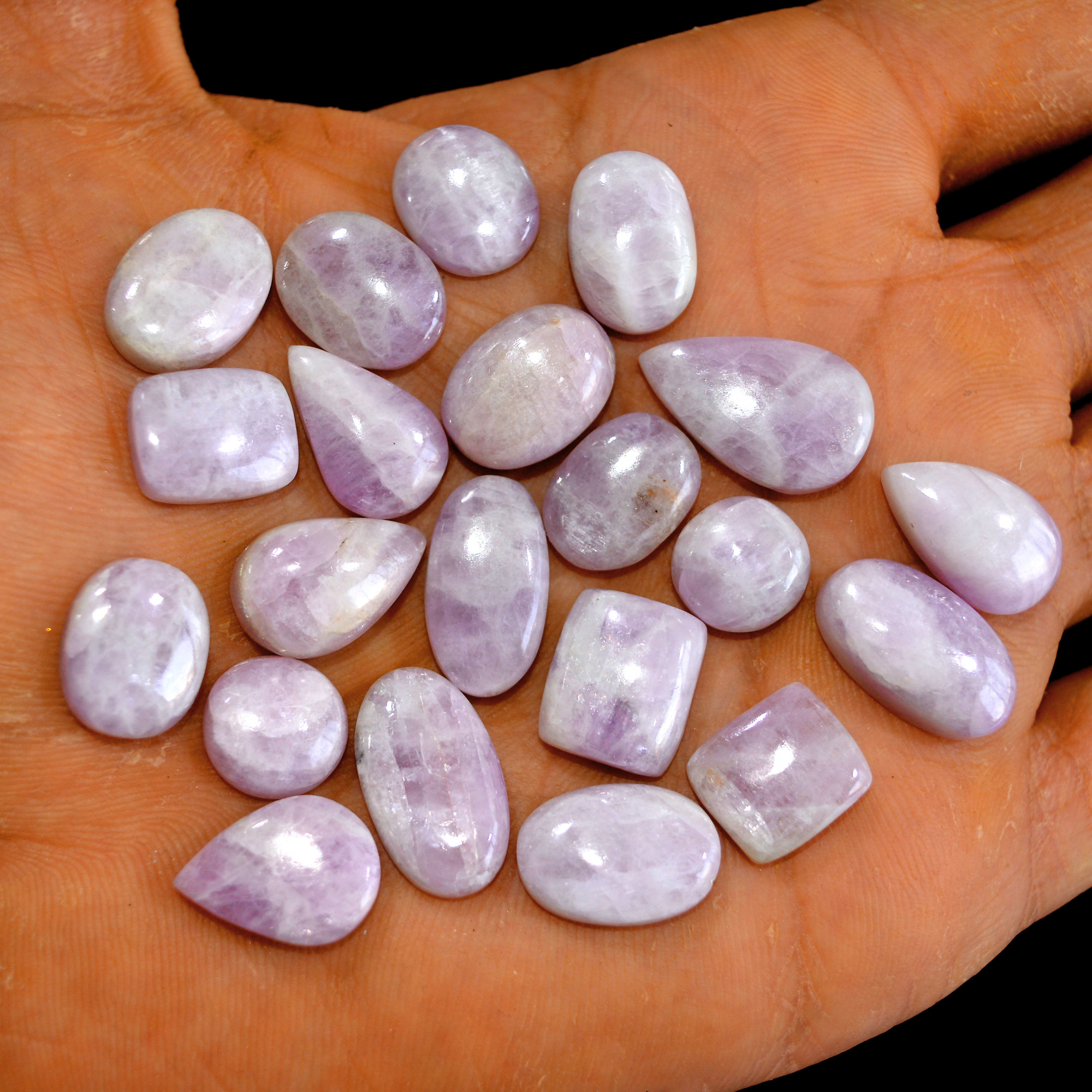 21Pcs 168Cts Natural Pink Kunzite Cabochon Kunzite Loose Semi Precious Wholesale Lot Jewelry Making Wire Wrapping Pendant 19x11-11x11mm 14954