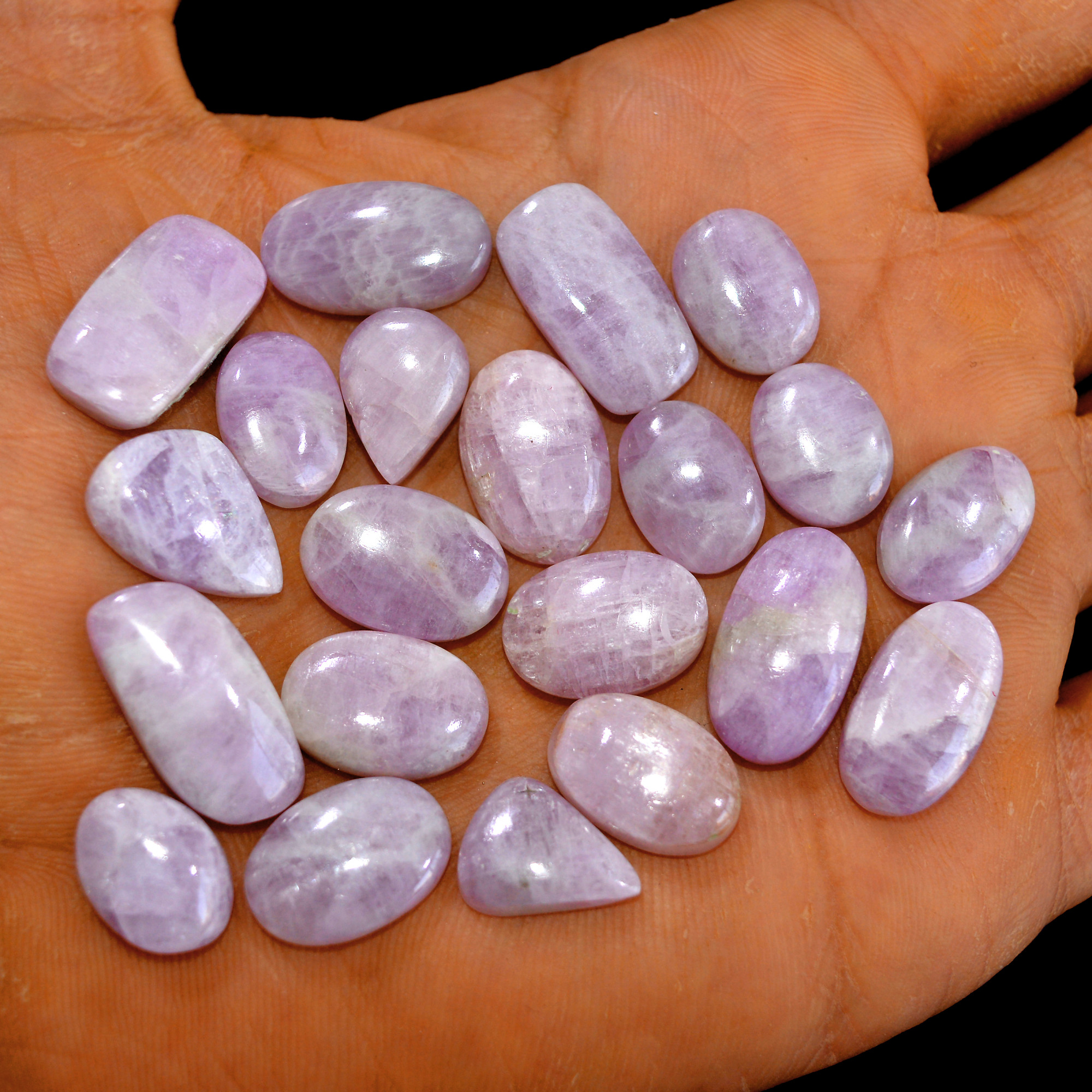 21Pcs 179Cts Natural Pink Kunzite Cabochon Kunzite Loose Semi Precious Wholesale Lot Jewelry Making Wire Wrapping Pendant 20x10-14x10mm 14955