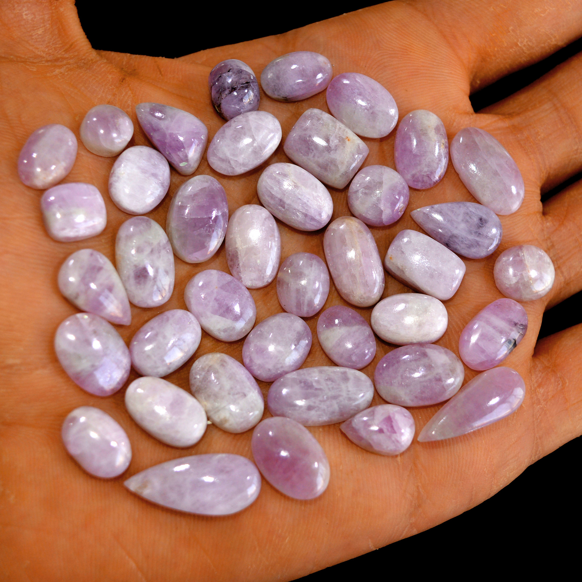 39Pcs 212Cts Natural Pink Kunzite Cabochon Kunzite Loose Semi Precious Wholesale Lot Jewelry Making Wire Wrapping Pendant 20x9-7x7mm 14958