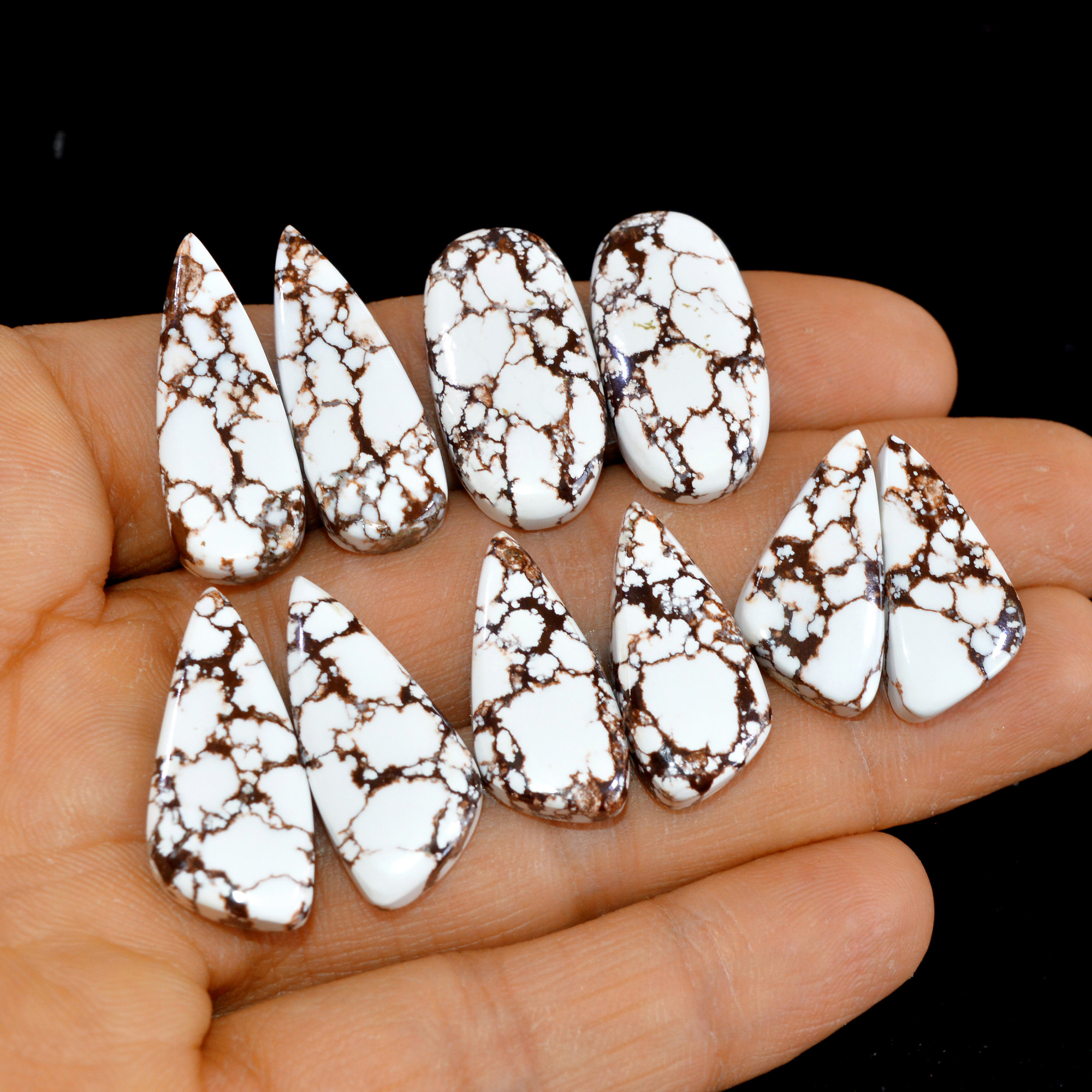 5 Pairs 135 Cts Natural Wild Horse Cabochon Loose Gemstone Wholesale Lot for Jewelry Making 28x10-22x11mm 14965