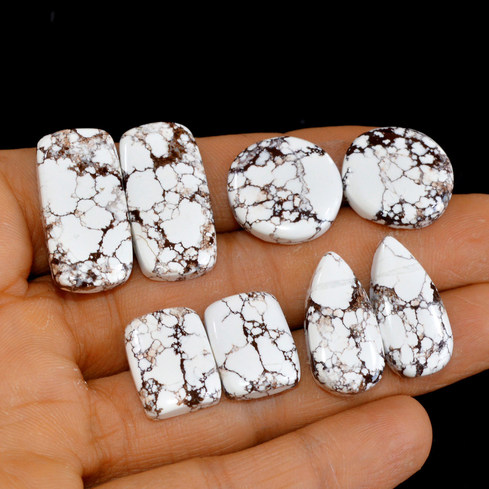 4 Pairs 122 Cts Natural Wild Horse Cabochon Loose Gemstone Wholesale Lot for Jewelry Making 27x13-17x12mm 14966