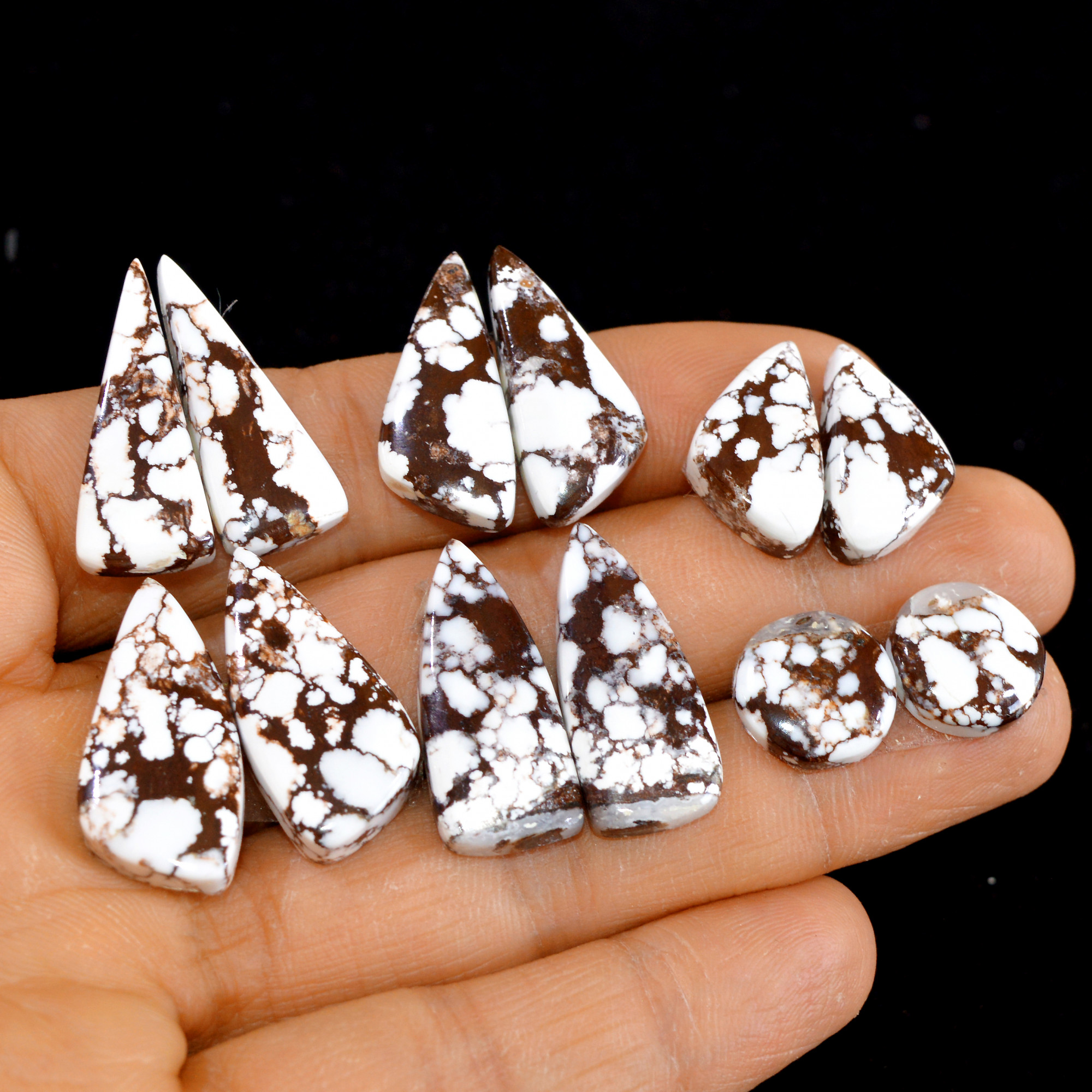 6 Pcs 125 Cts Natural Wild Horse Cabochon Loose Gemstone Wholesale Lot for Jewelry Making 26x12-12x12mm 14968