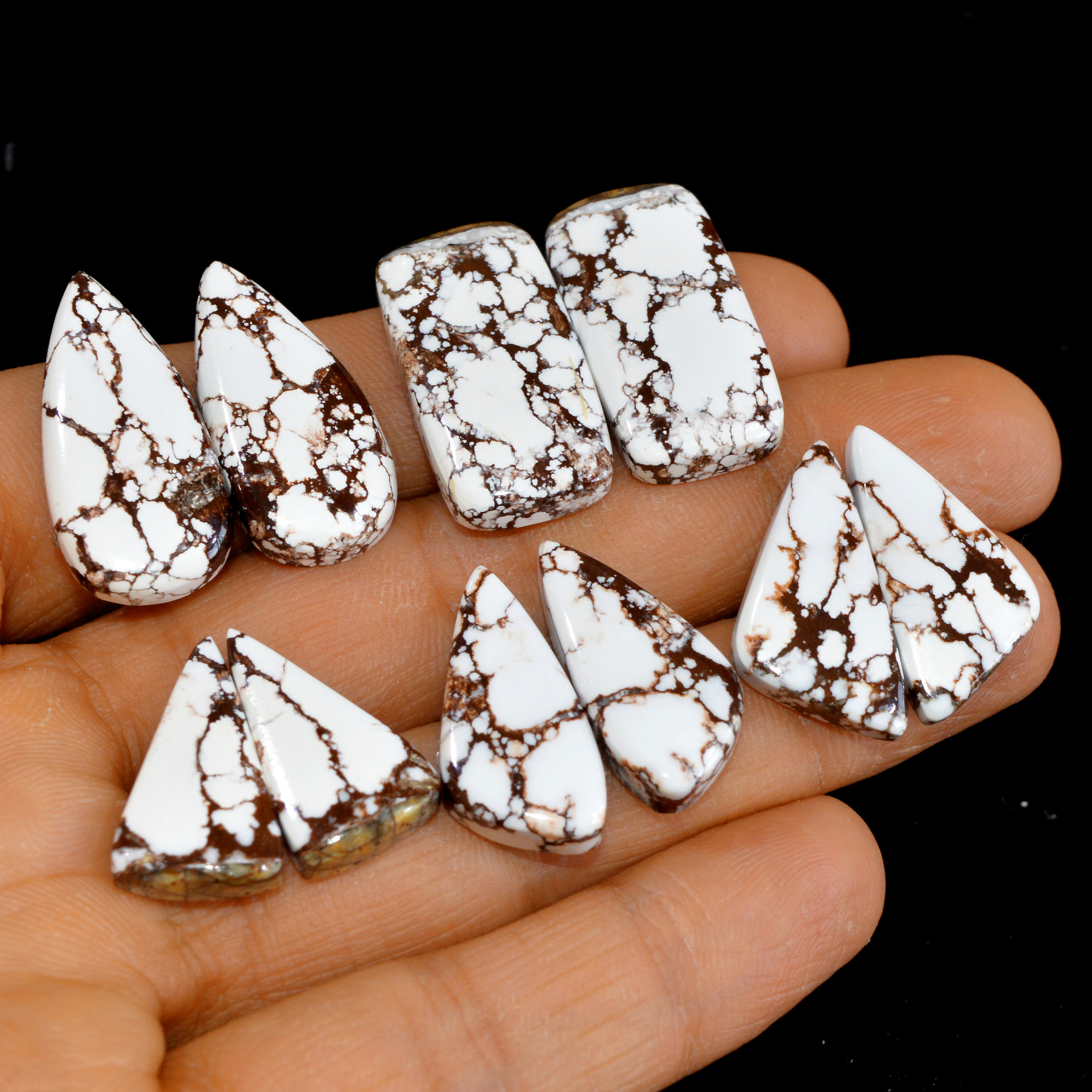 5 Pairs 139 Cts Natural Wild Horse Cabochon Loose Gemstone Wholesale Lot for Jewelry Making 28x13-21x11mm 14970