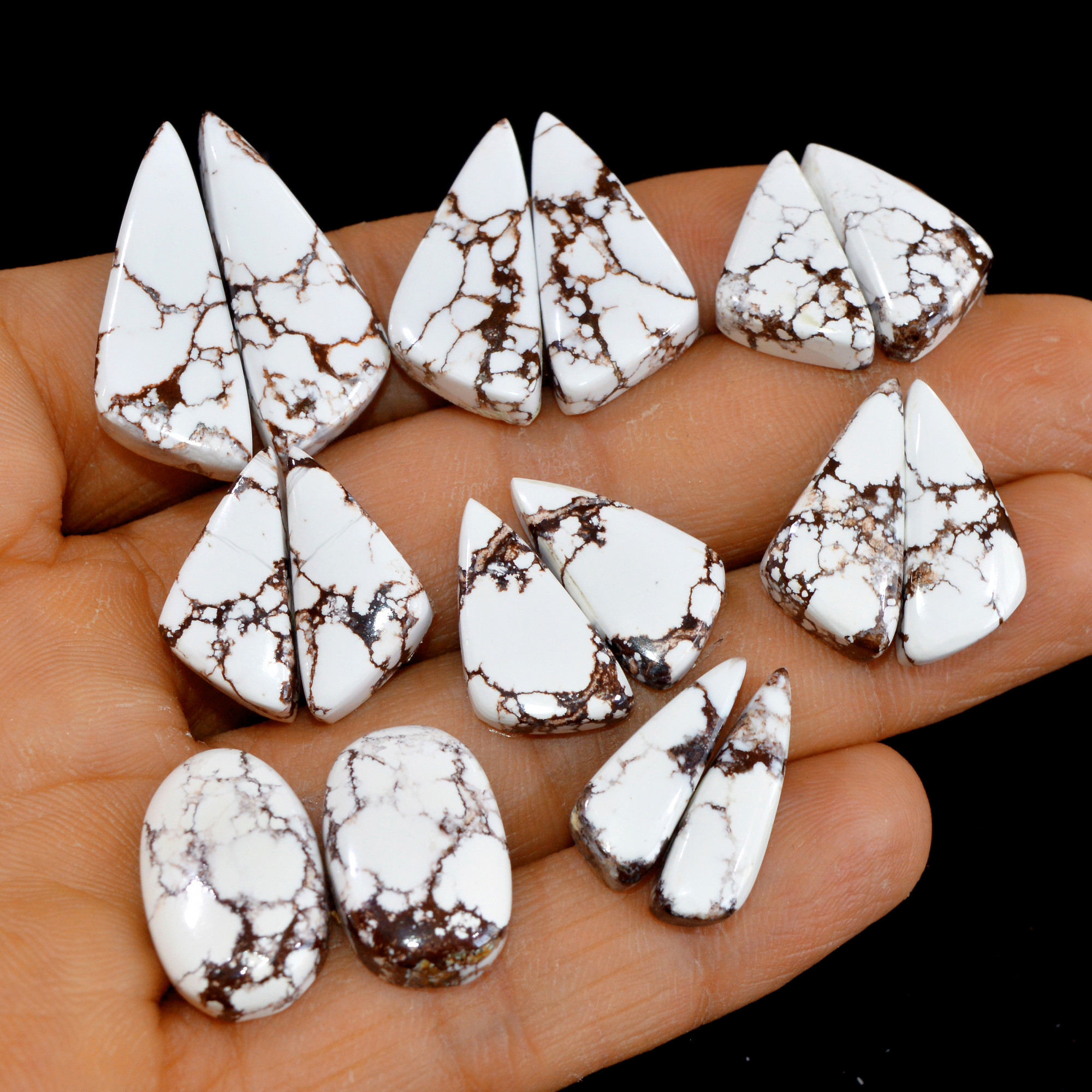 8 Pairs 144 Cts Natural Wild Horse Cabochon Loose Gemstone Wholesale Lot for Jewelry Making 29x11-20x6mm 14971