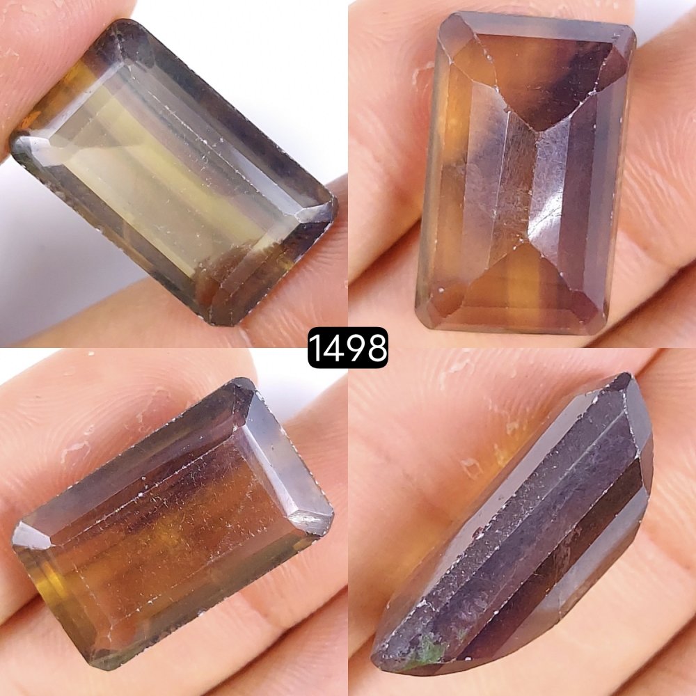 1Pcs 37Cts Natural Multi Flourite Faceted Rectangle Loose Gemstone25x15mm#1498