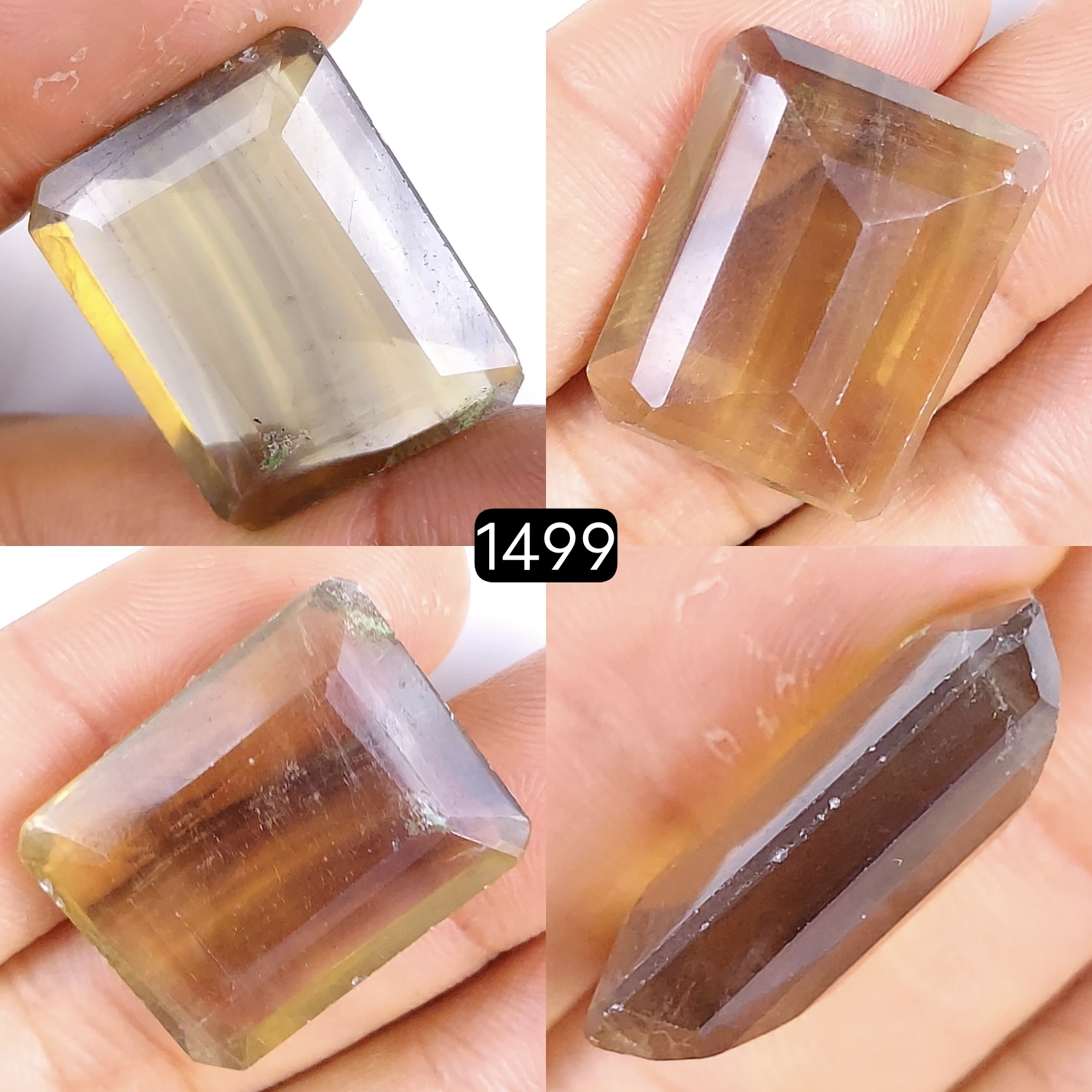 1Pcs 47Cts Natural Multi Flourite Faceted Rectangle Loose Gemstone25x20mm1499