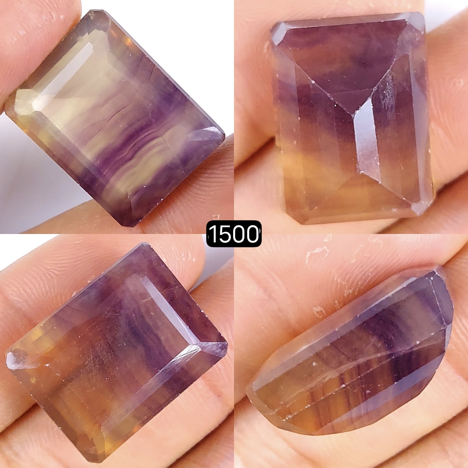 1Pcs 50Cts Natural Multi Flourite Faceted Rectangle Loose Gemstone24x19mm#1500