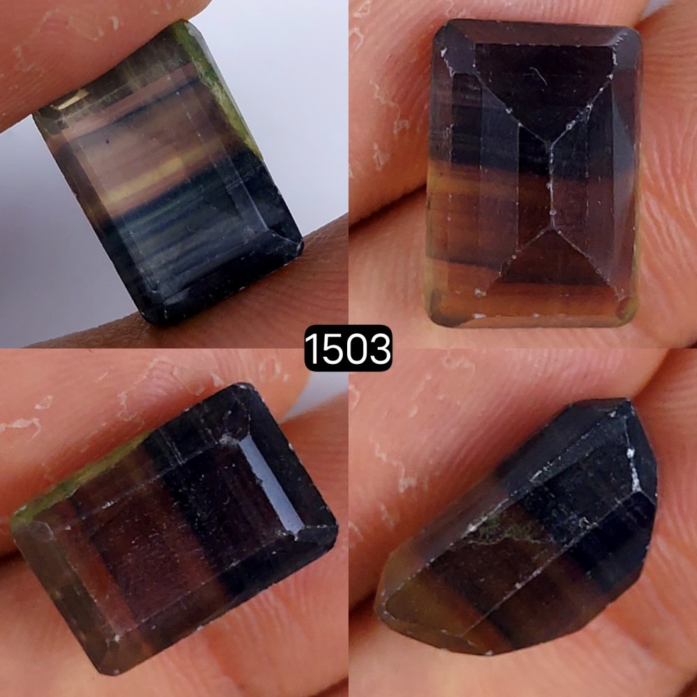 1Pcs 15Cts Natural Multi Flourite Faceted Rectangle Loose Gemstone16x12mm#1503