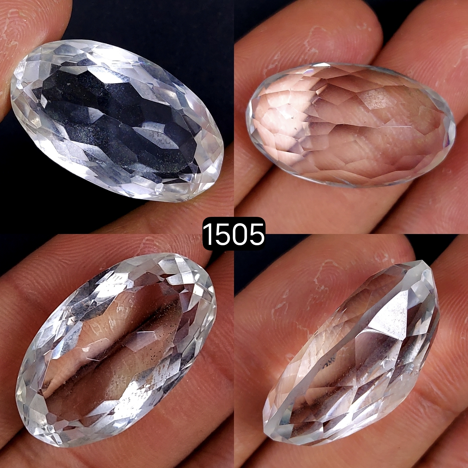 1Pcs 41Cts Natural Crystal Quartz Faceted Oval Shape Loose Gemstone 28x15mm1505