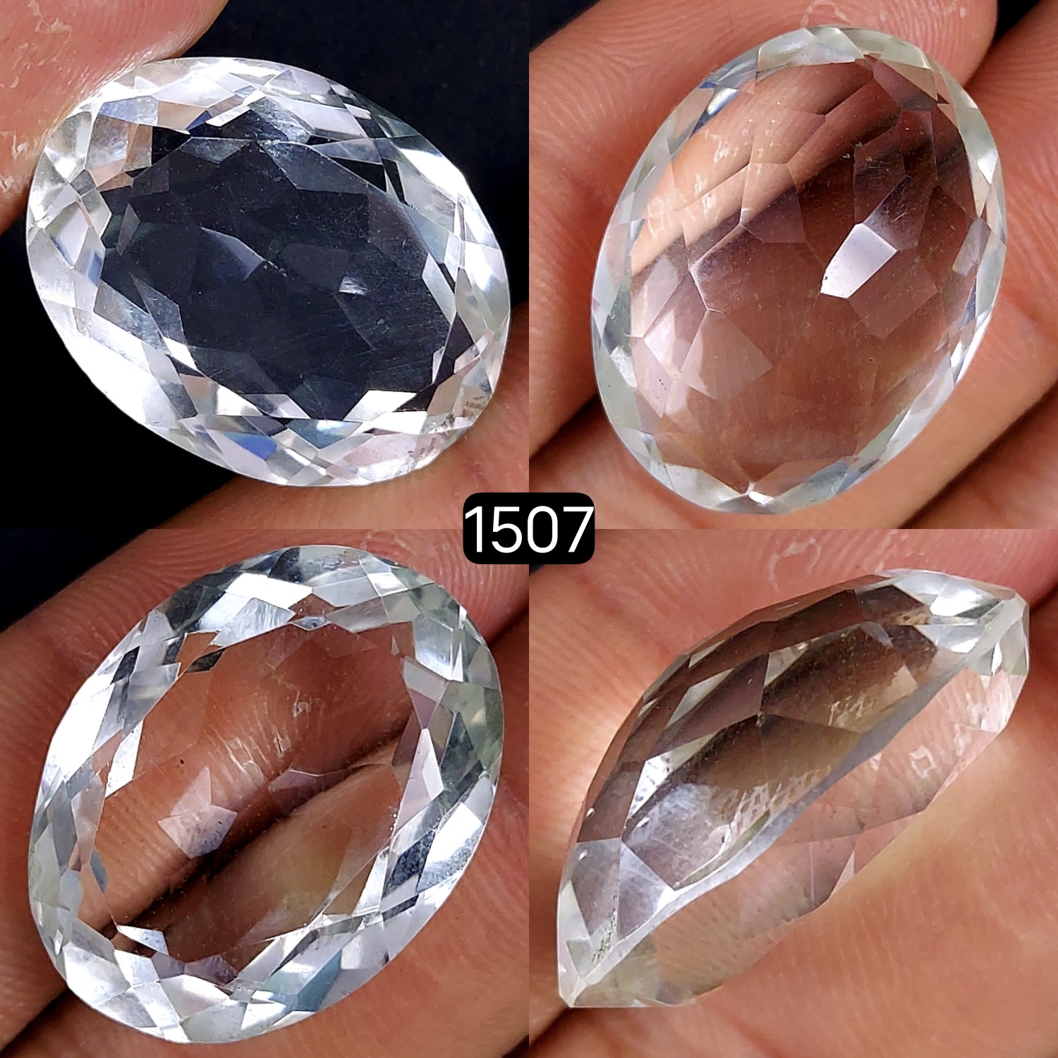 1Pcs 39Cts Natural Crystal Quartz Faceted Oval Shape Loose Gemstone25x18mm#1507