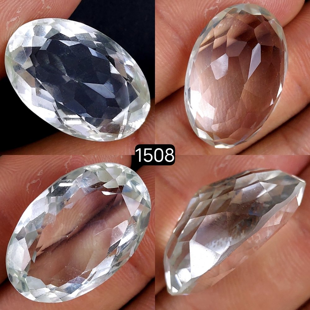 1Pcs 34Cts Natural Crystal Quartz Faceted Oval Shape Loose Gemstone24x16mm#1508