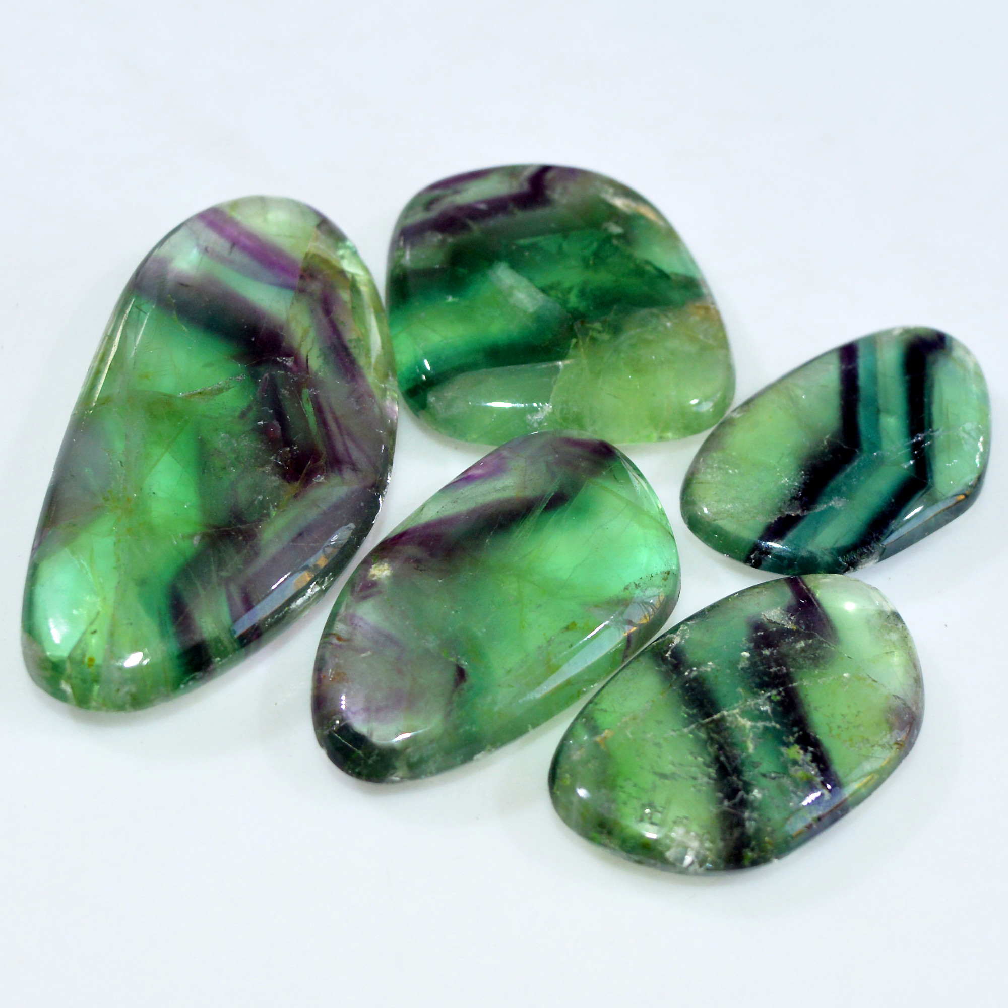 5 Pcs 390 Cts Natural Rainbow Fluorite Palm Briolette Gemstone Polish Healing Crystal For Jewelry Making 55x25 32x20mm R-15083
