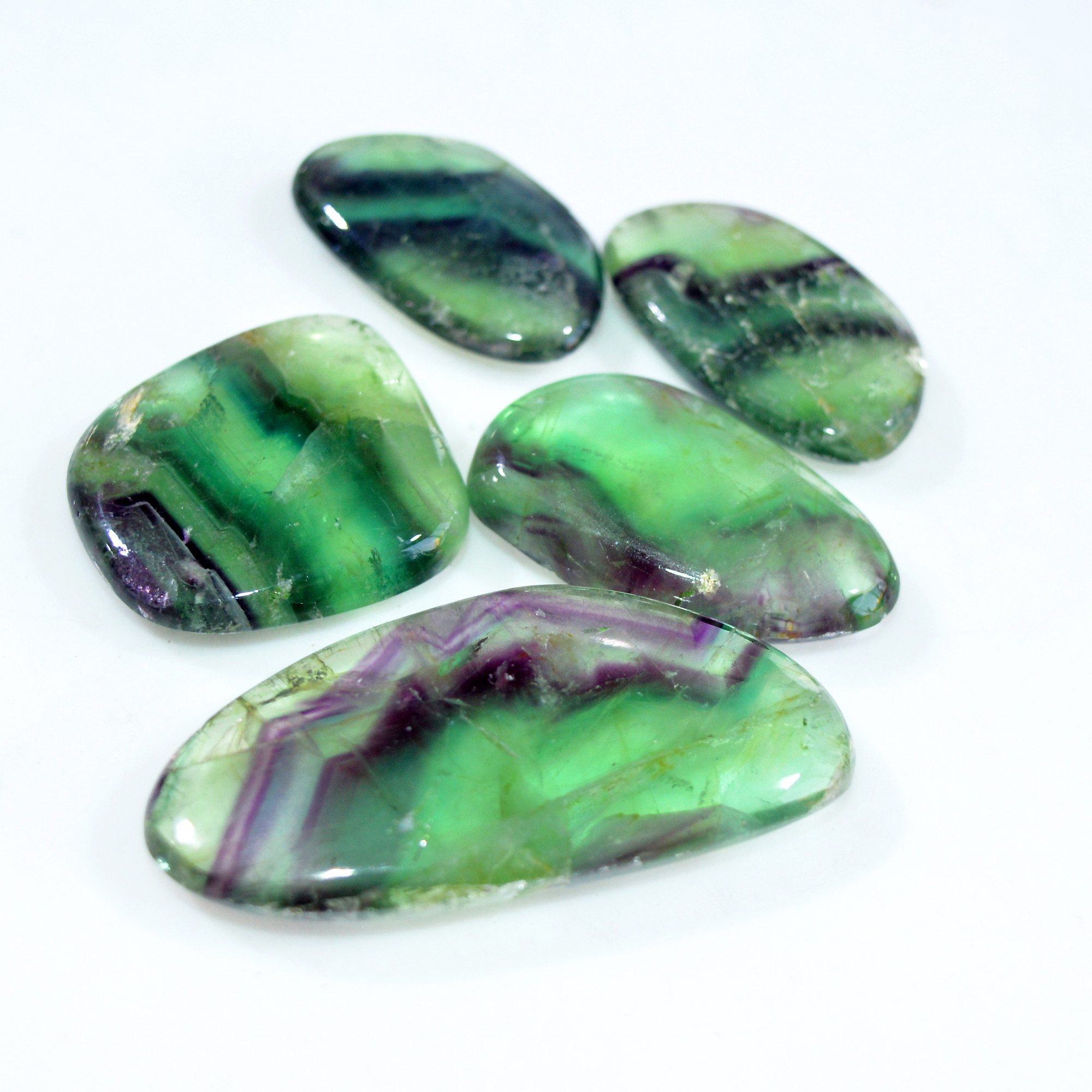 5 Pcs 390 Cts Natural Rainbow Fluorite Palm Briolette Gemstone Polish Healing Crystal For Jewelry Making 55x25 32x20mm R-15083