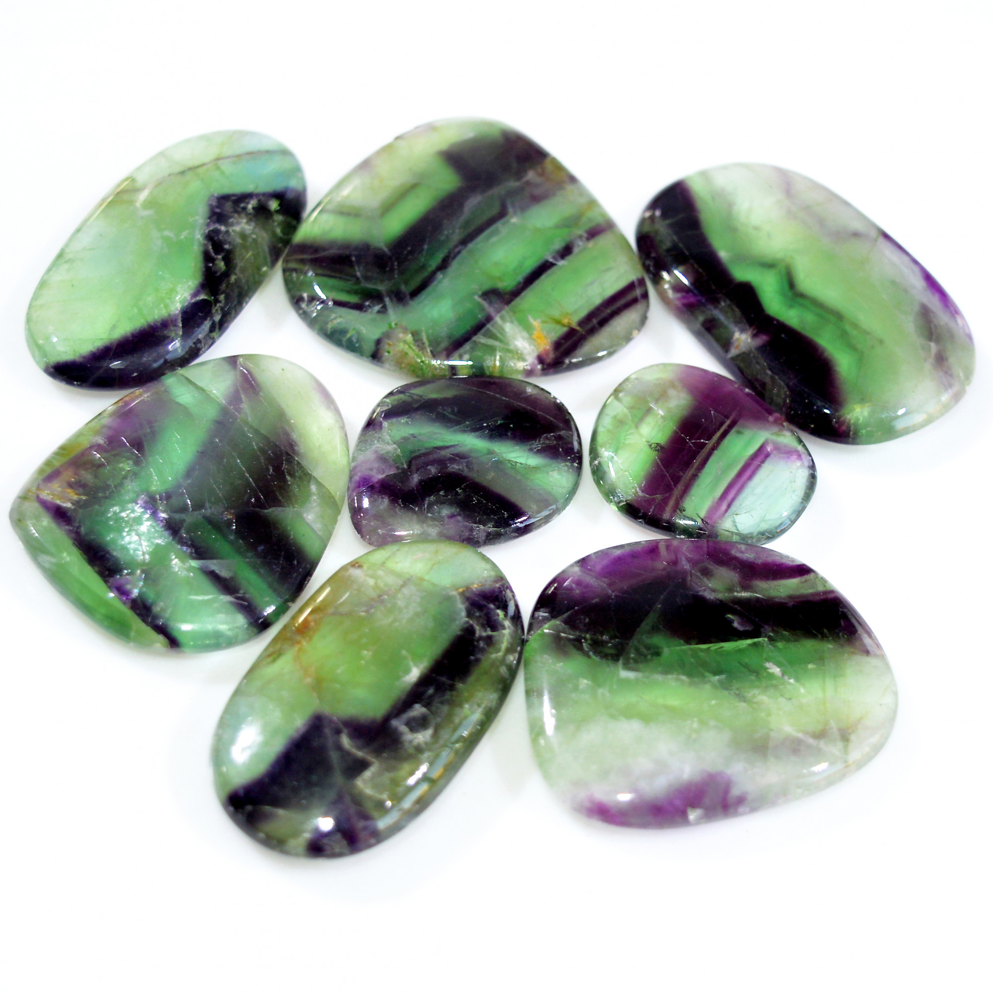 8 Pcs 749 Cts Natural Rainbow Fluorite Palm Briolette Gemstone Polish Healing Crystal For Jewelry Making 47x29 27x23mm 15093