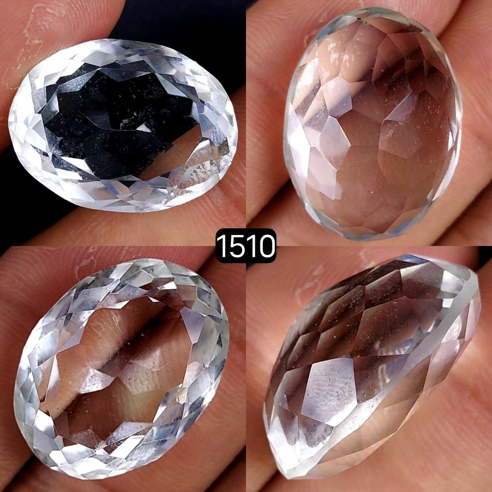 1Pcs 38Cts Natural Crystal Quartz Faceted Oval Shape Loose Gemstone23x17mm#1510