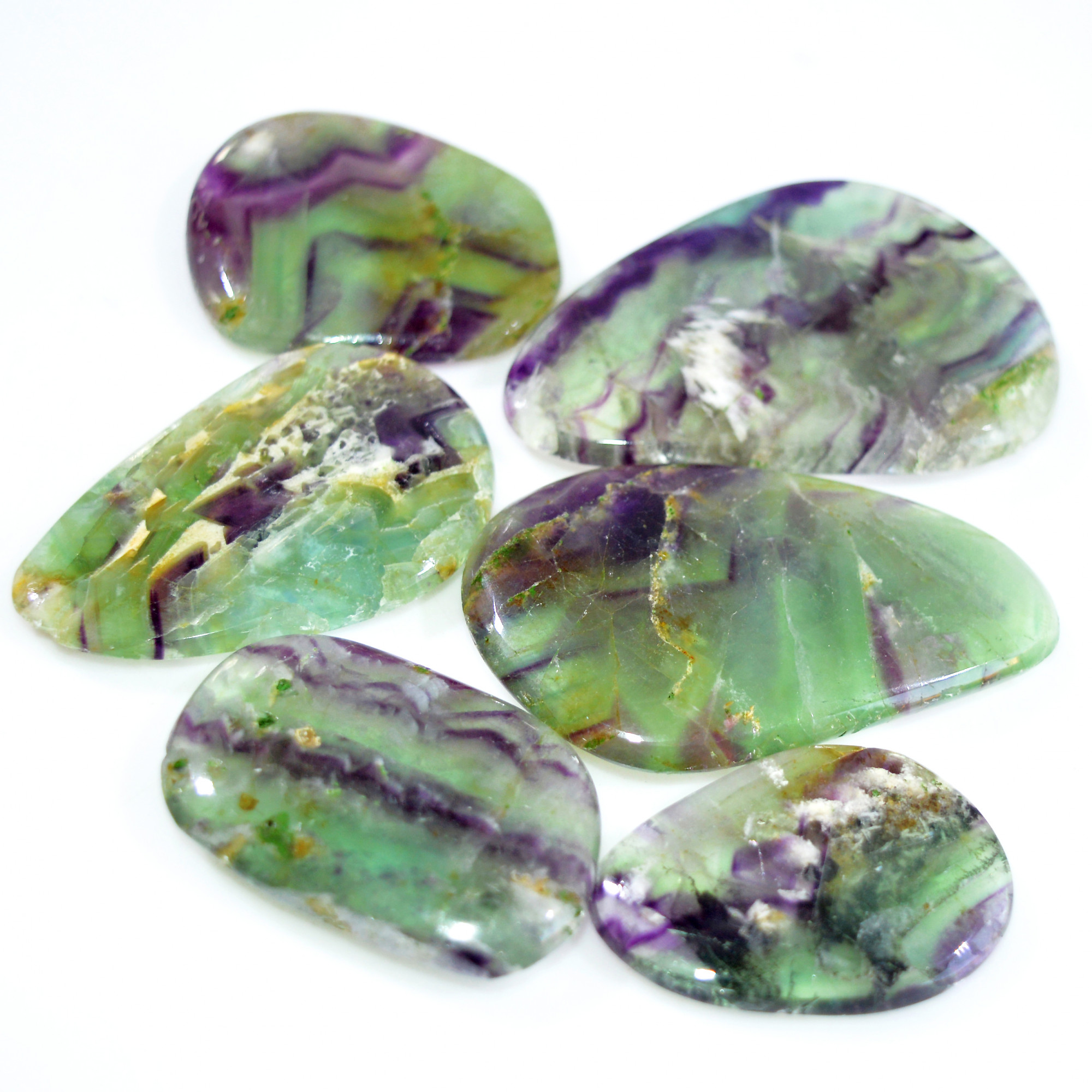 6 Pcs 955 Cts Natural Rainbow Fluorite Palm Briolette Gemstone Polish Healing Crystal For Jewelry Making 68x48 42x29mm R-15101