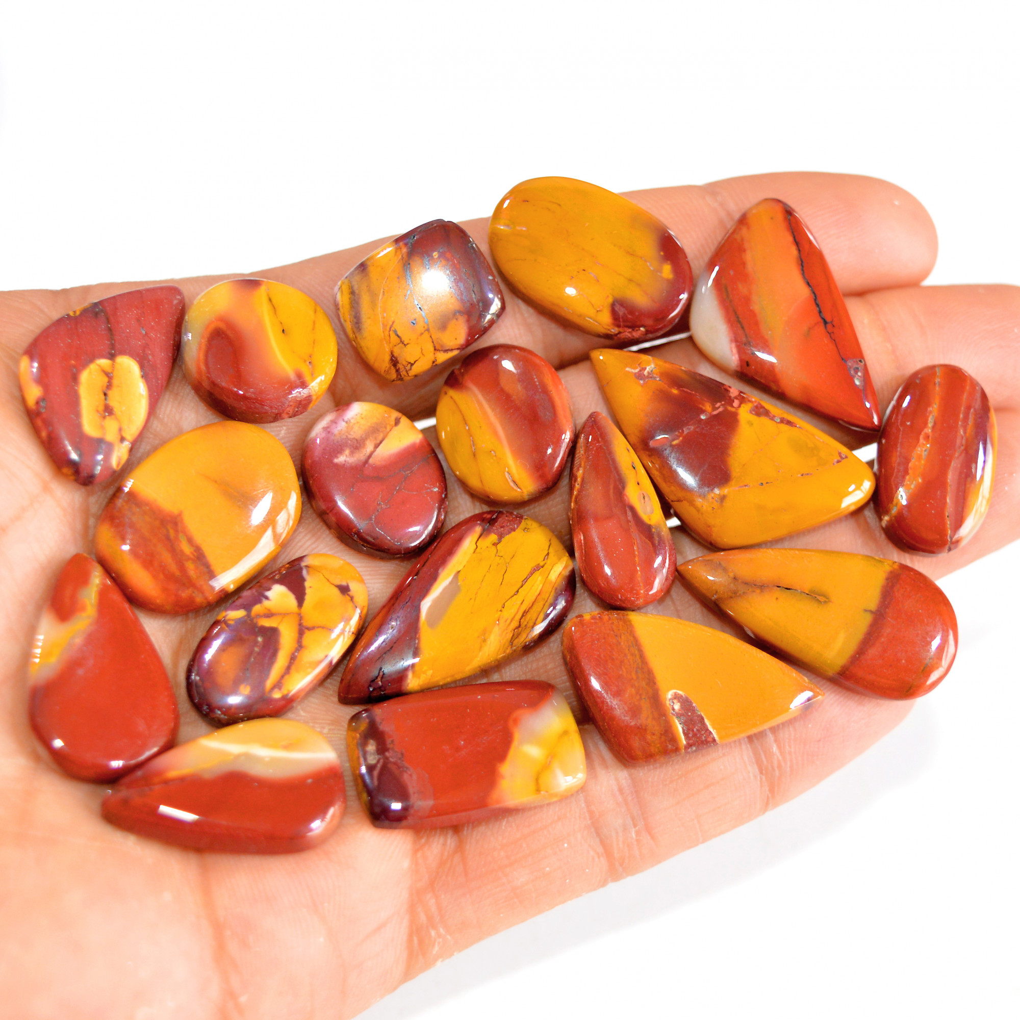 18 Pcs 256 Cts Natural Mookaite Jasper Cabochon Loose Semi Precious Wholesale Lot For Silver Jewelry Making 30x14 15x11mm 15105