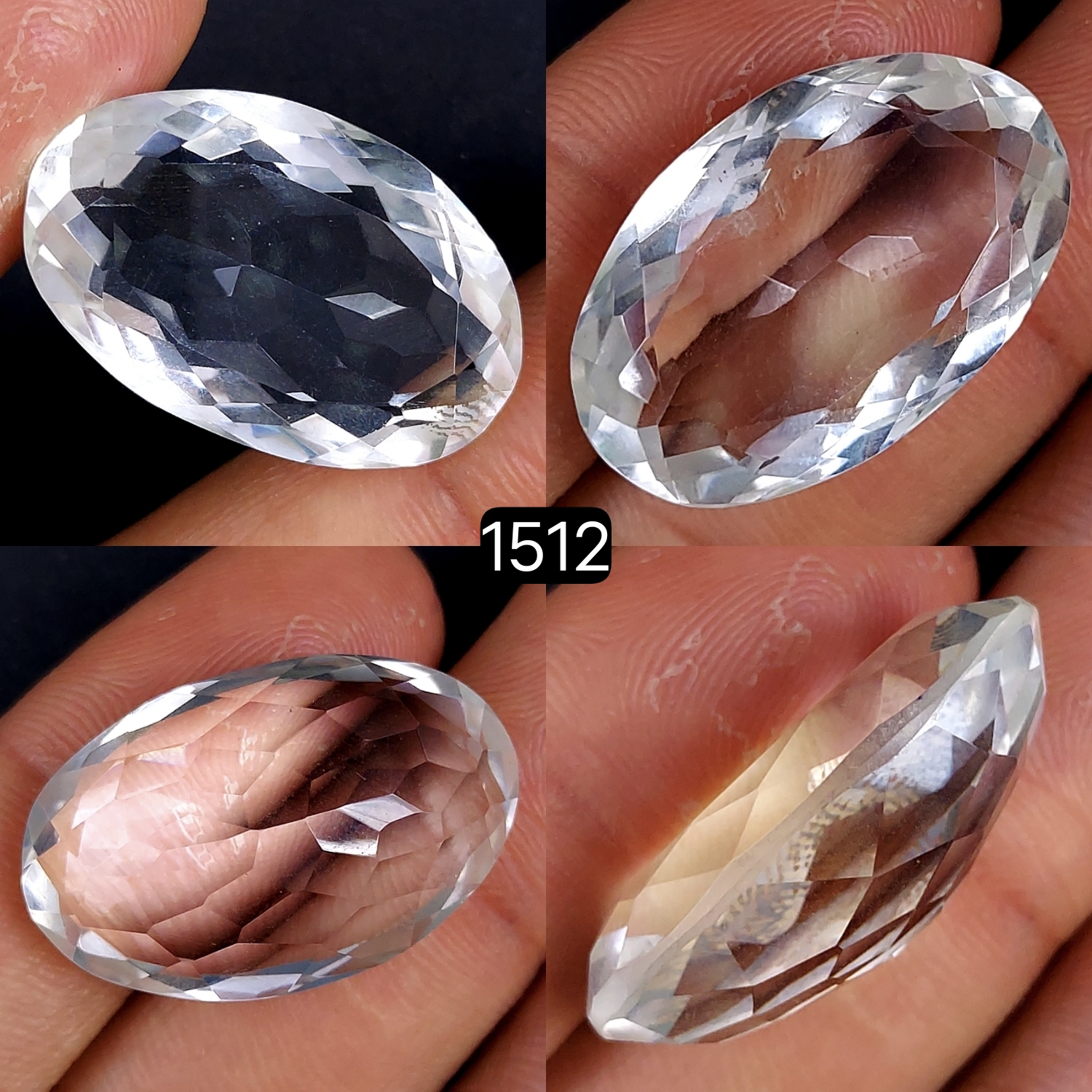 1Pcs 38Cts Natural Crystal Quartz Faceted Oval Shape Loose Gemstone27x17mm#1512