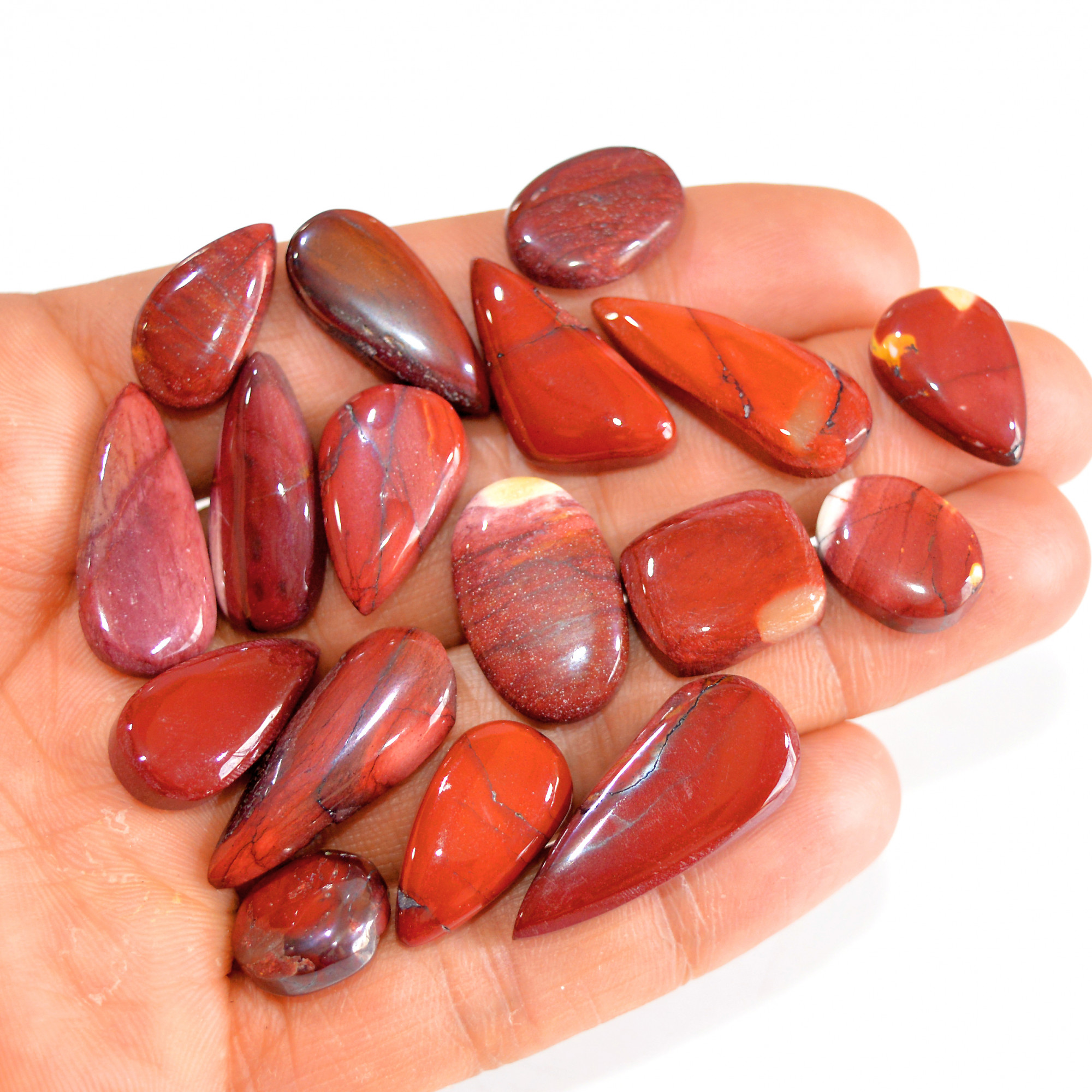 16 Pcs 159 Cts Natural Mookaite Jasper Cabochon Loose Semi Precious Wholesale Lot For Silver Jewelry Making 27x10 11x11mm 15120