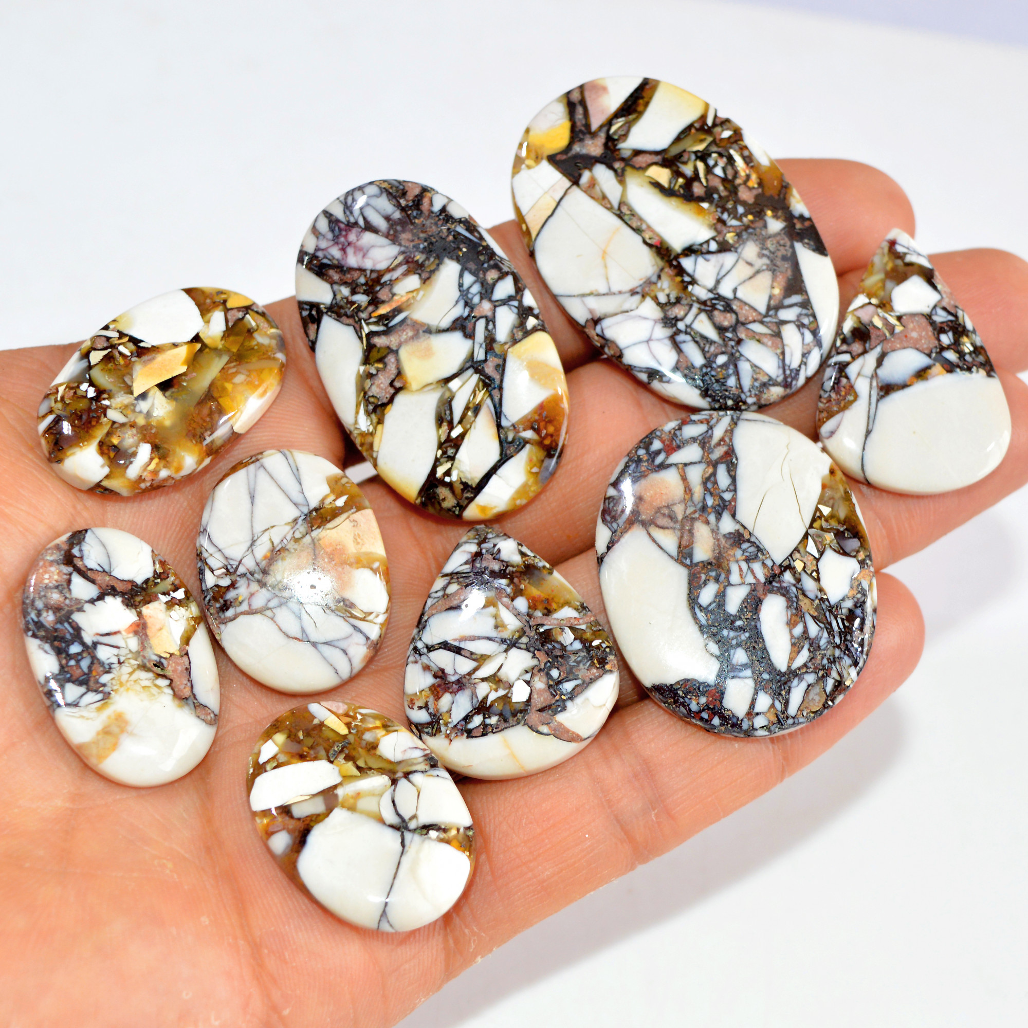 9 Pcs 273 Cts Natural Mookaite Jasper Cabochon Loose Semi Precious Wholesale Lot For Silver Jewelry Making 42x30 25x20mm 15122