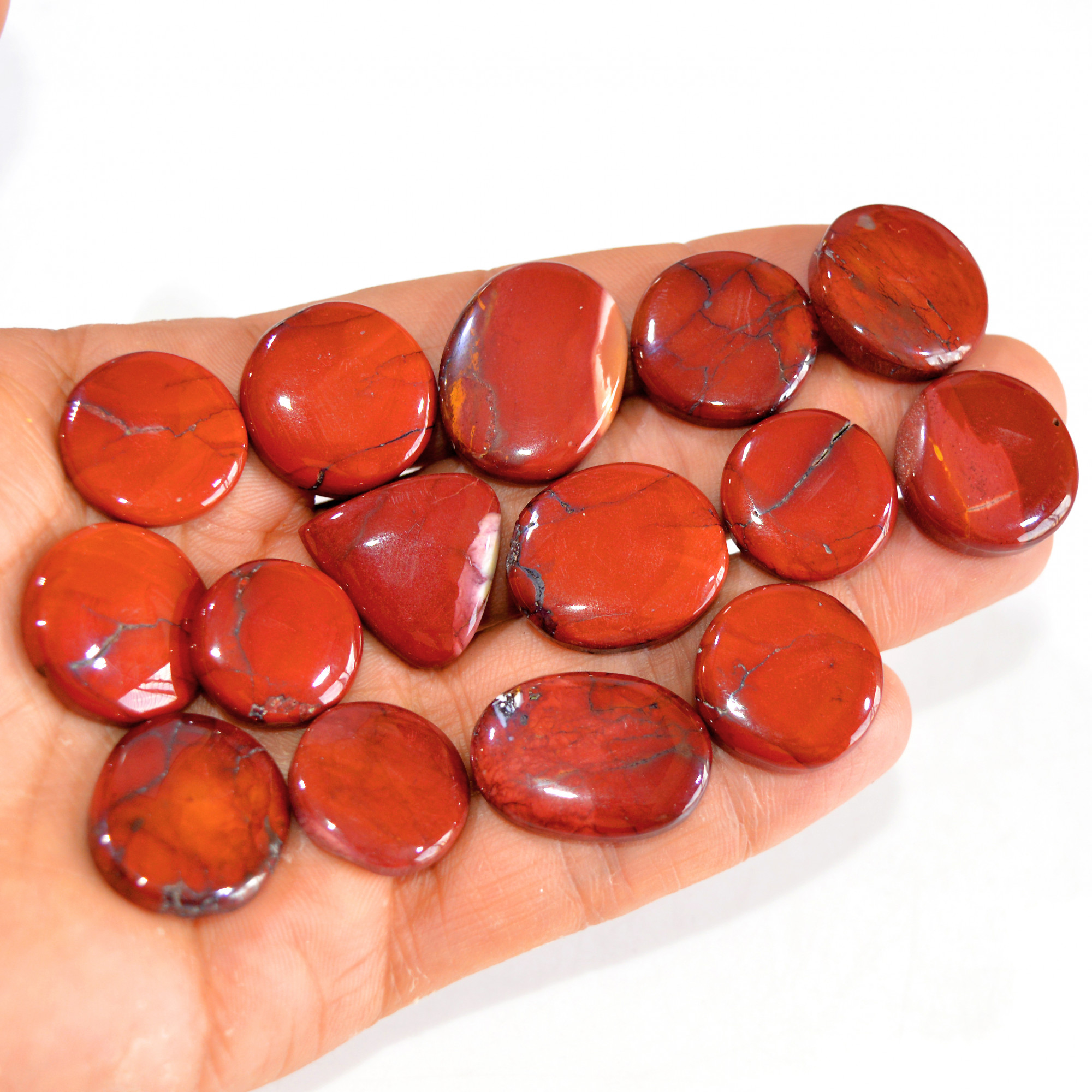 15 Pcs 302 Cts Natural Mookaite Jasper Cabochon Loose Semi Precious Wholesale Lot For Silver Jewelry Making 25x19 16x16mm 15123