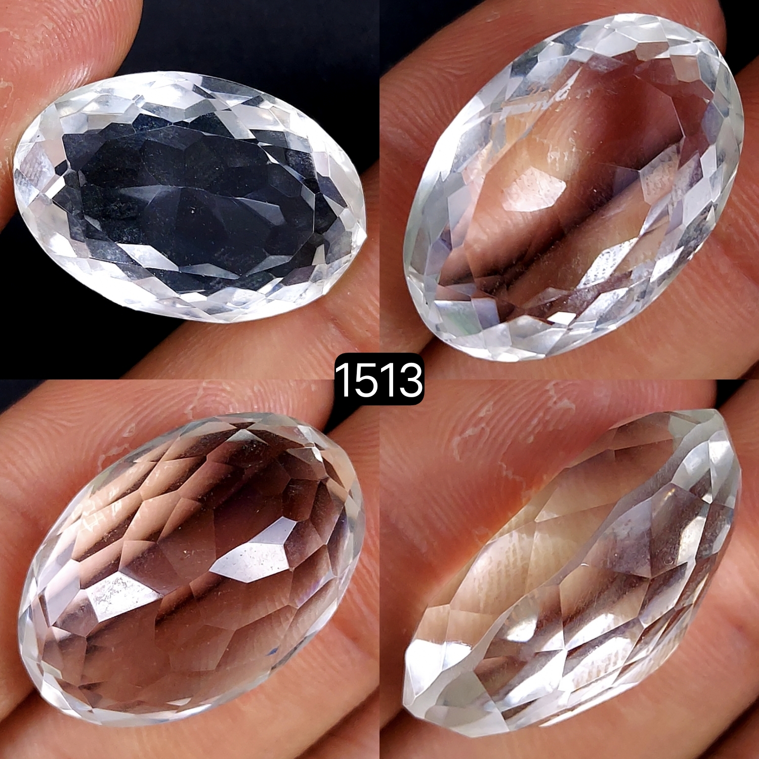1Pcs 41Cts Natural Crystal Quartz Faceted Oval Shape Loose Gemstone25x17mm1513