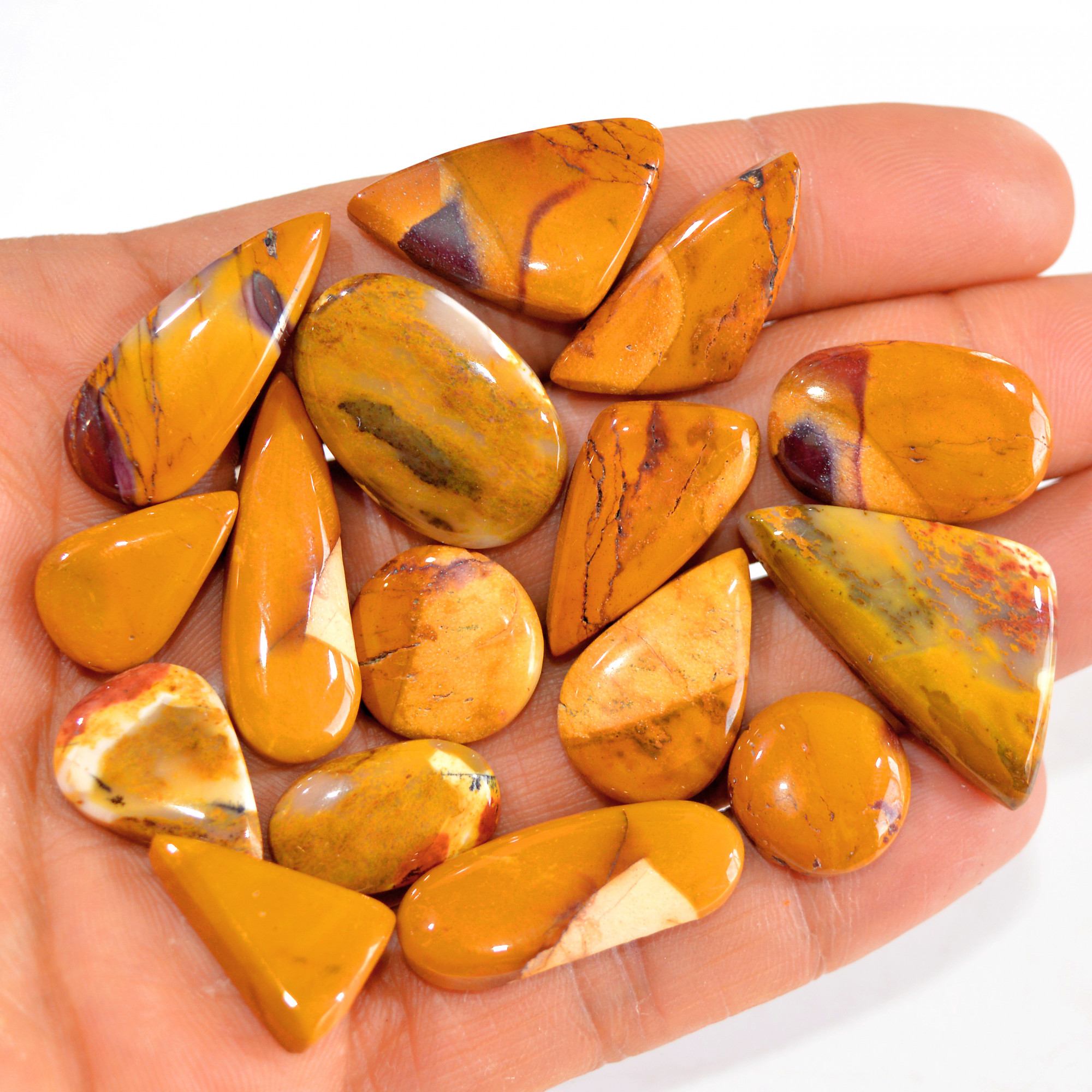 16 Pcs 195 Cts Natural Mookaite Jasper Cabochon Loose Semi Precious Wholesale Lot For Silver Jewelry Making 30x10 15x10mm 15133