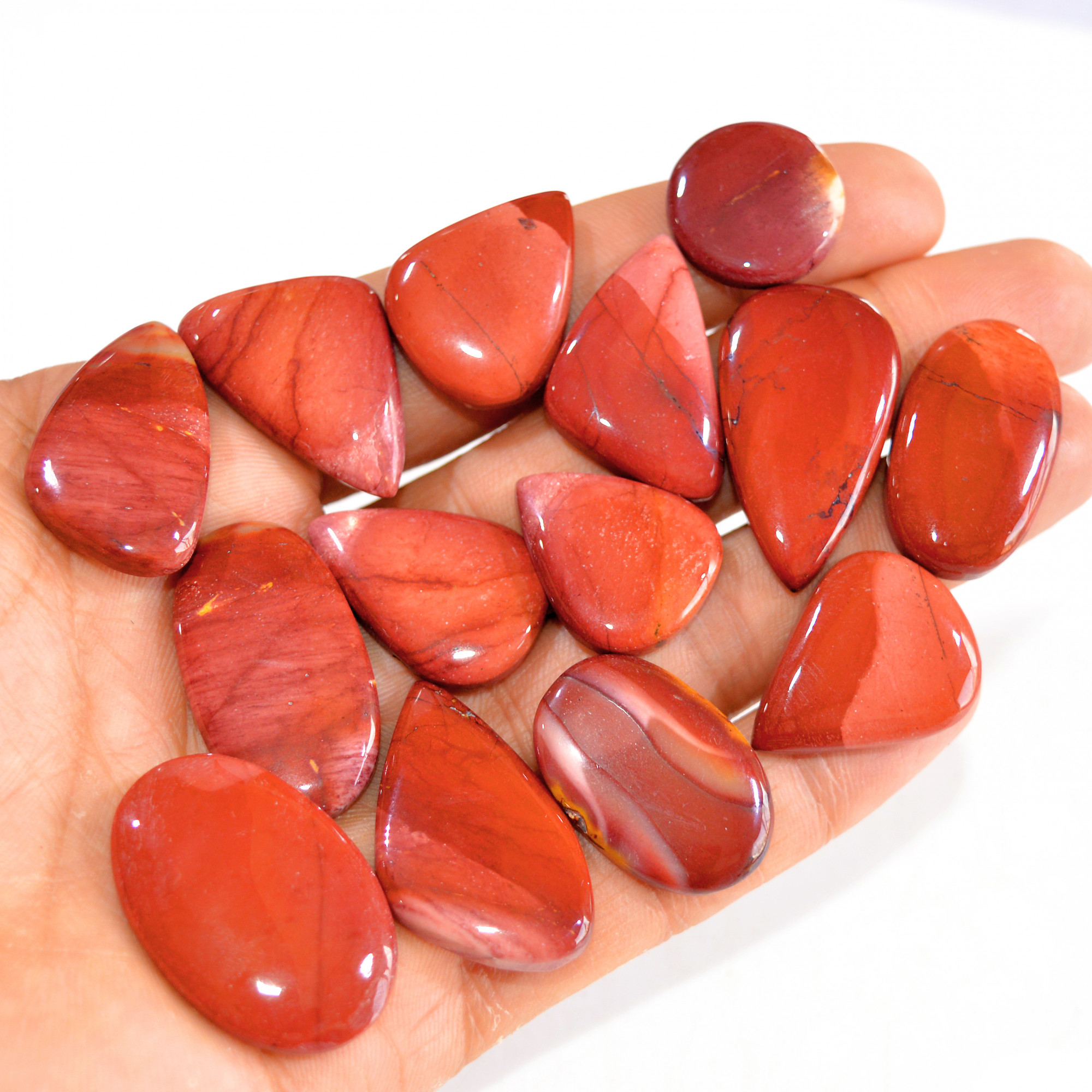 14 Pcs 287 Cts Natural Mookaite Jasper Cabochon Loose Semi Precious Wholesale Lot For Silver Jewelry Making 31x21 19x20mm 15136