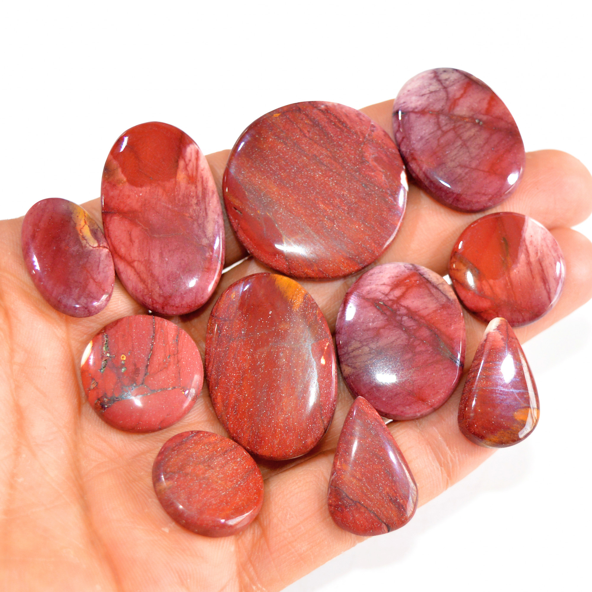 11 Pcs 247 Cts Natural Mookaite Jasper Cabochon Loose Semi Precious Wholesale Lot For Silver Jewelry Making 31x31 20x20mm 15137