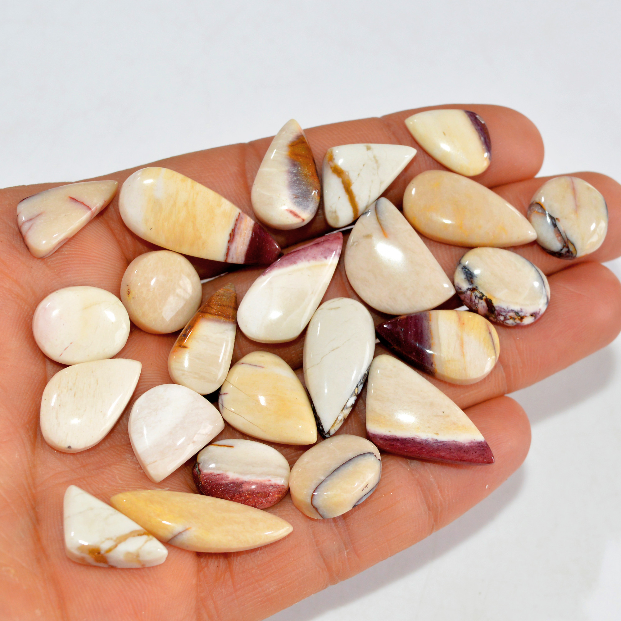 23 Pcs 169 Cts Natural Mookaite Jasper Cabochon Loose Semi Precious Wholesale Lot For Silver Jewelry Making 30x11 14x10mm 15143