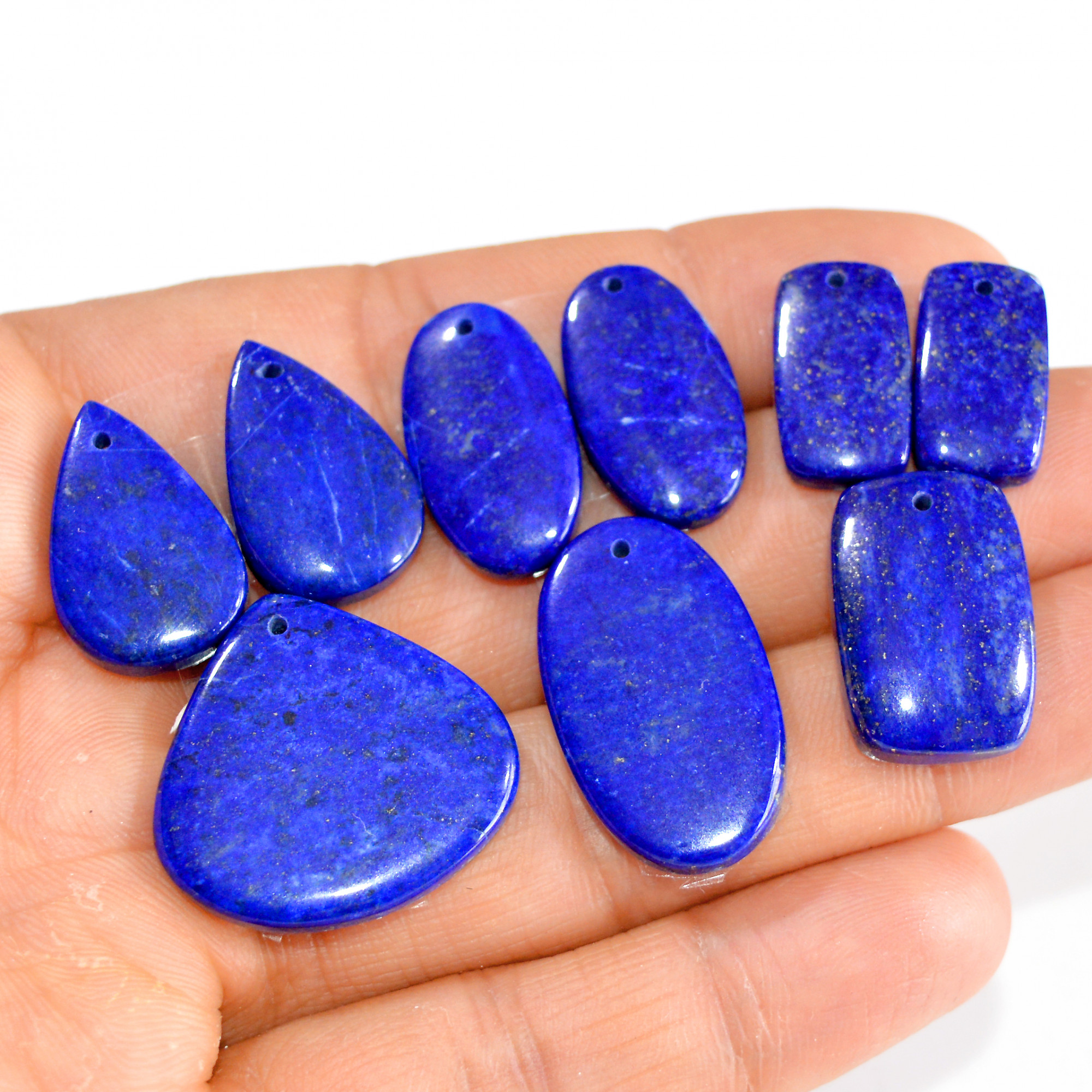 3 Sets 133 Cts Natural Lapis Lazuli 3 Pcs Set Front Drill For Earring and Pendant Making Gift For Women Silver Jewelry Set 15145