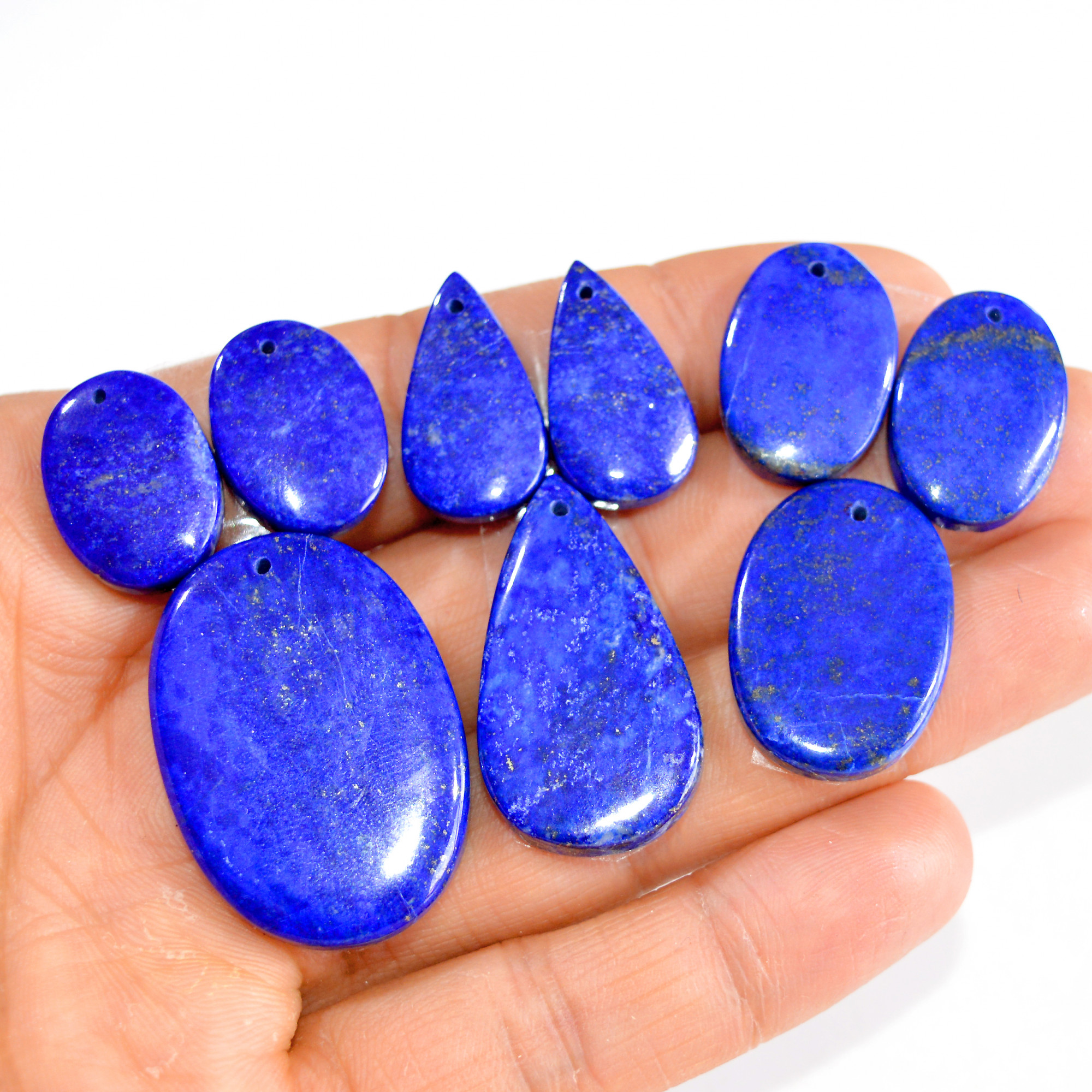 3 Sets 199 Cts Natural Lapis Lazuli 3 Pcs Set Front Drill For Earring and Pendant Making Gift For Women Silver Jewelry Set 15146