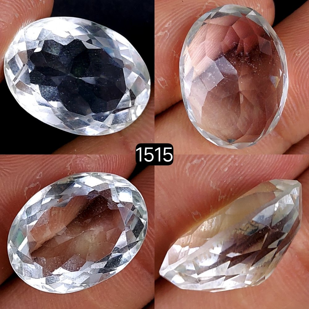 1Pcs 21Cts Natural Crystal Quartz Faceted Oval Shape Loose Gemstone22x16mm#1515