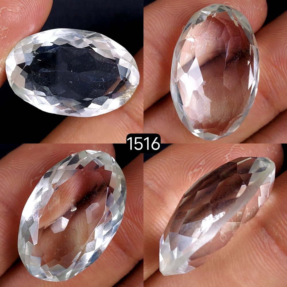 1Pcs 29Cts Natural Crystal Quartz Faceted Oval Shape Loose Gemstone27x15mm#1516